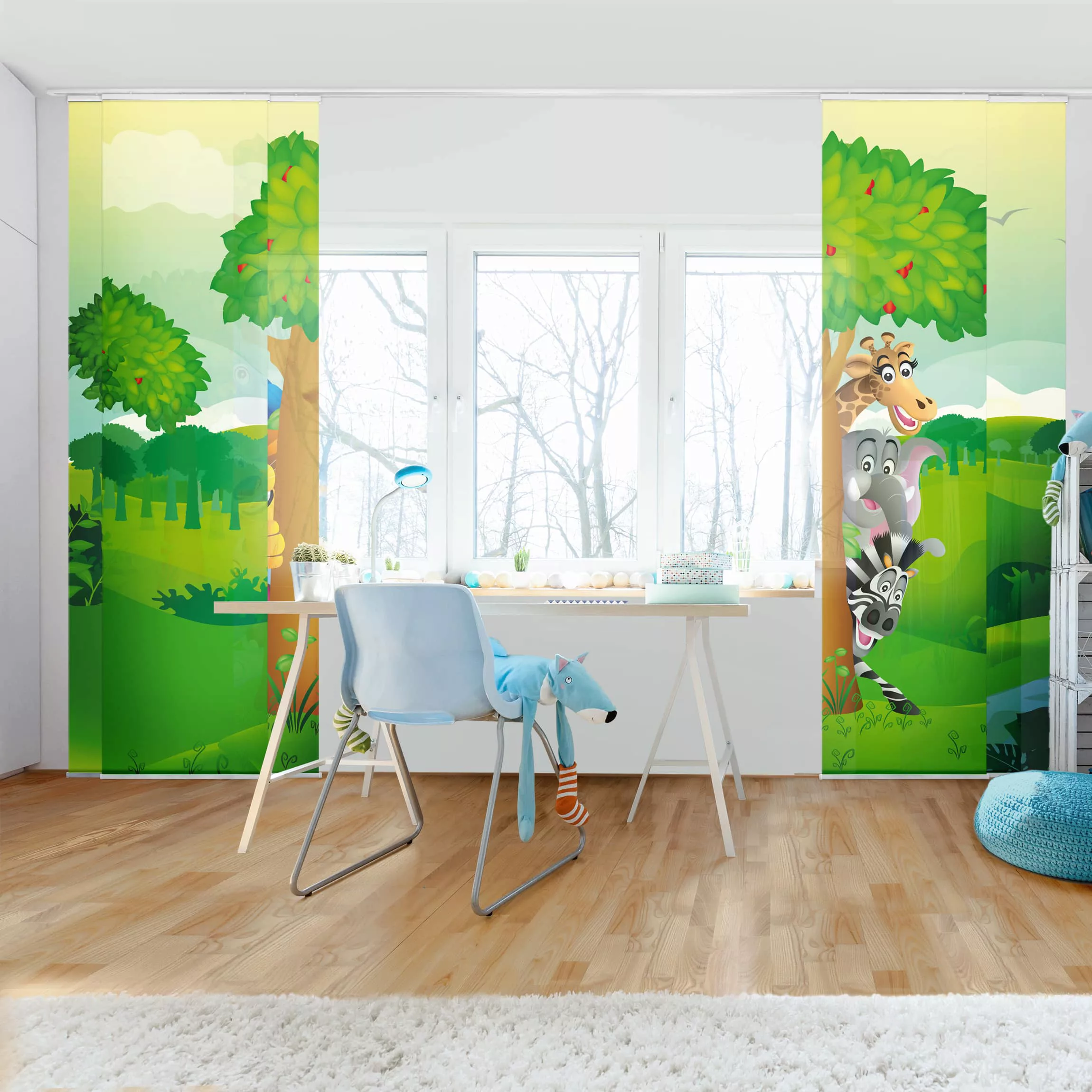 Schiebegardinen Set Kinderzimmer No.BF1 Dschungeltiere günstig online kaufen