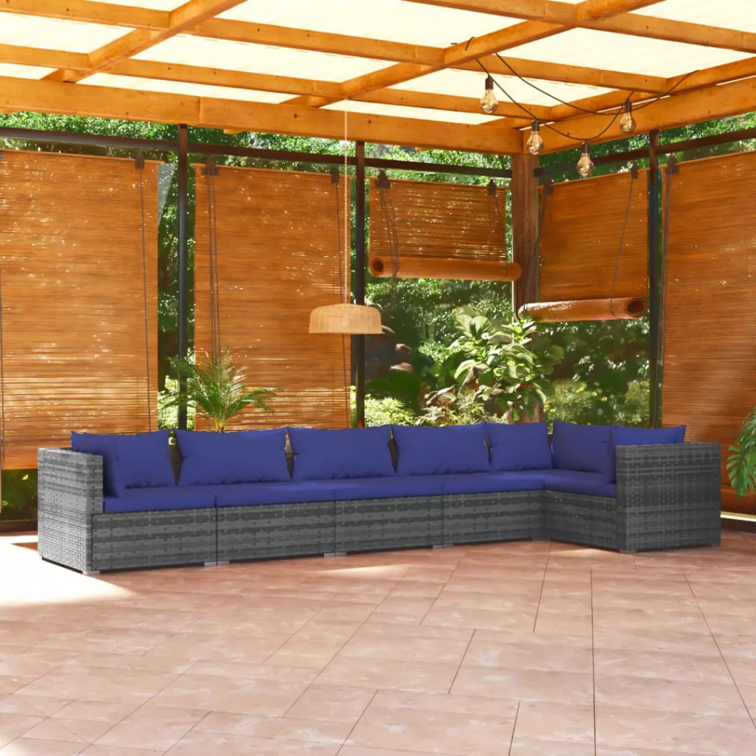 Vidaxl 6-tlg. Garten-lounge-set Mit Kissen Poly Rattan Grau günstig online kaufen