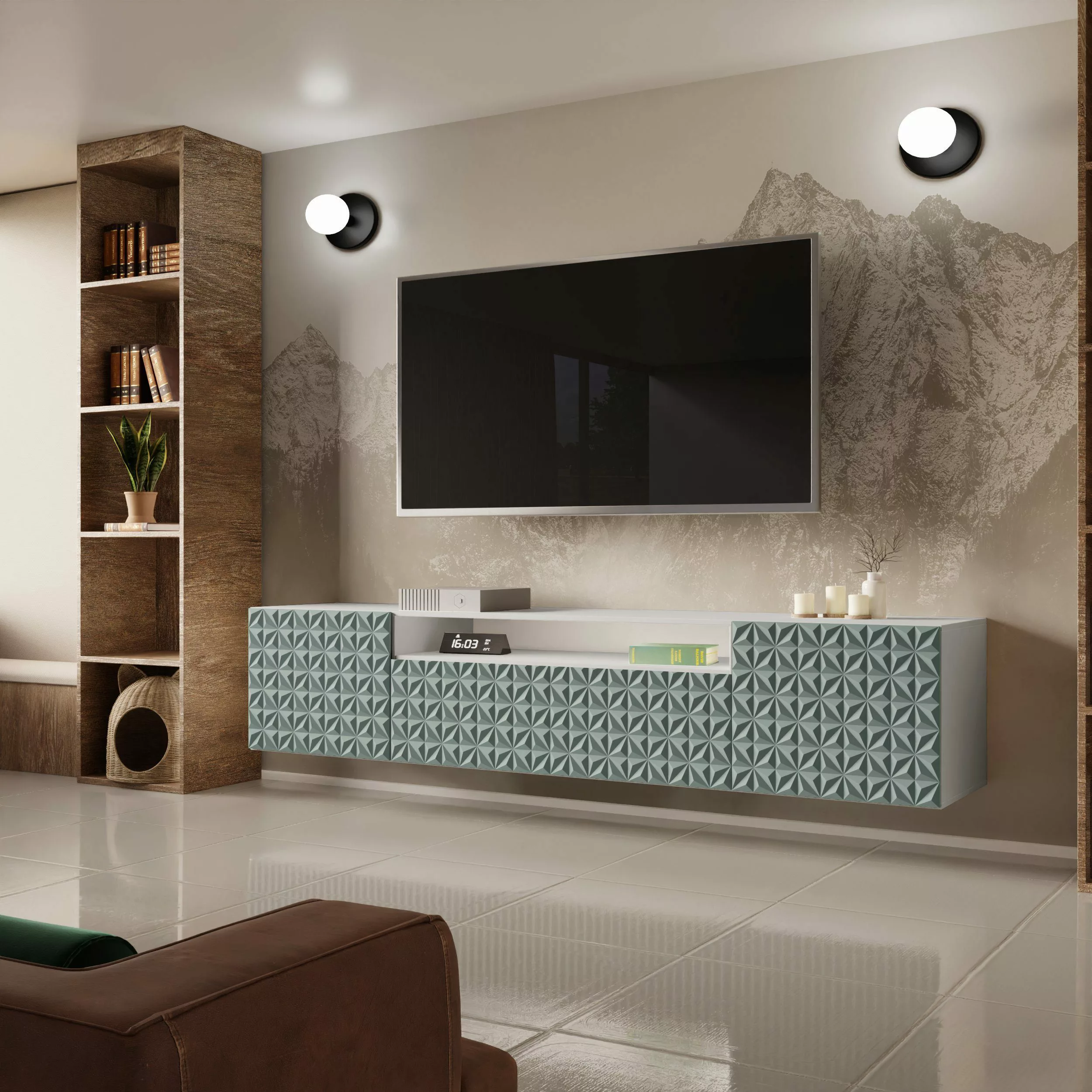Beautysofa TV-Schrank Modernes RTV-Kabinett mit gefräster günstig online kaufen