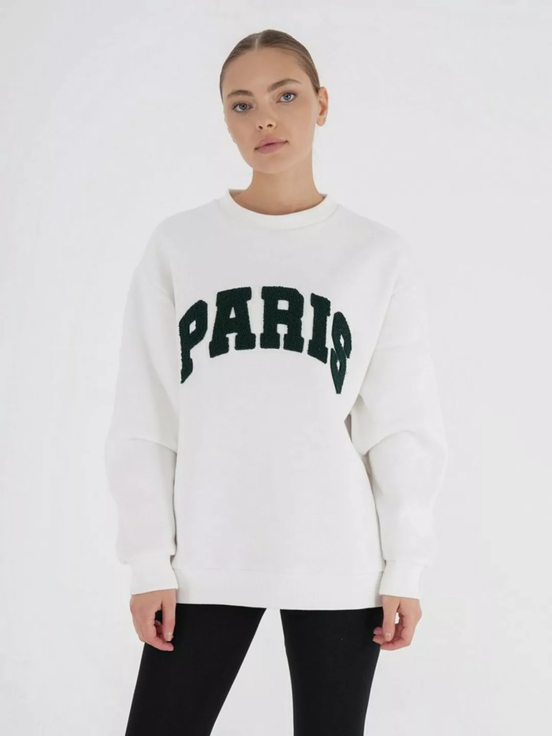 Freshlions Sweater Freshlions Paris Embroidery Oversize Sweater creme M günstig online kaufen