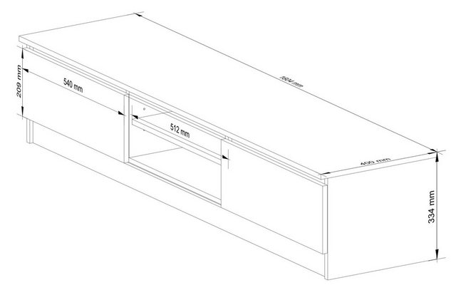 Home Collective TV-Schrank 160cm breit mit zwei Türen und zwei offenen Rega günstig online kaufen