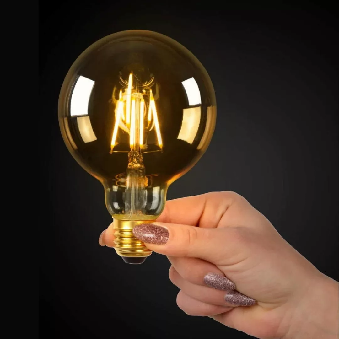 LED Leuchtmittel E27 Globe - G95 in Amber 5W 600lm 4er-Pack günstig online kaufen