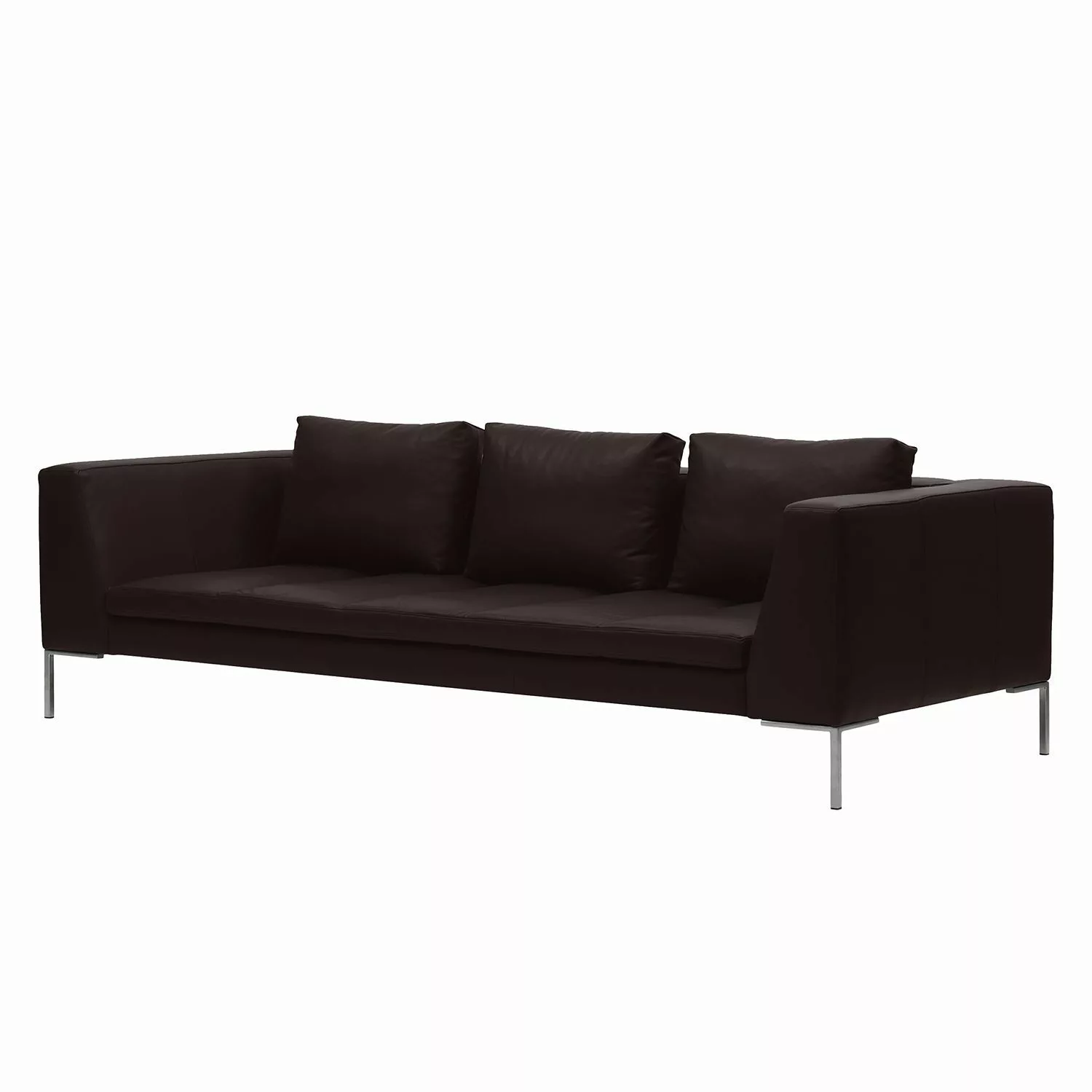 home24 Studio Copenhagen Sofa Madison 3-Sitzer Dunkelbraun Echtleder 238x66 günstig online kaufen