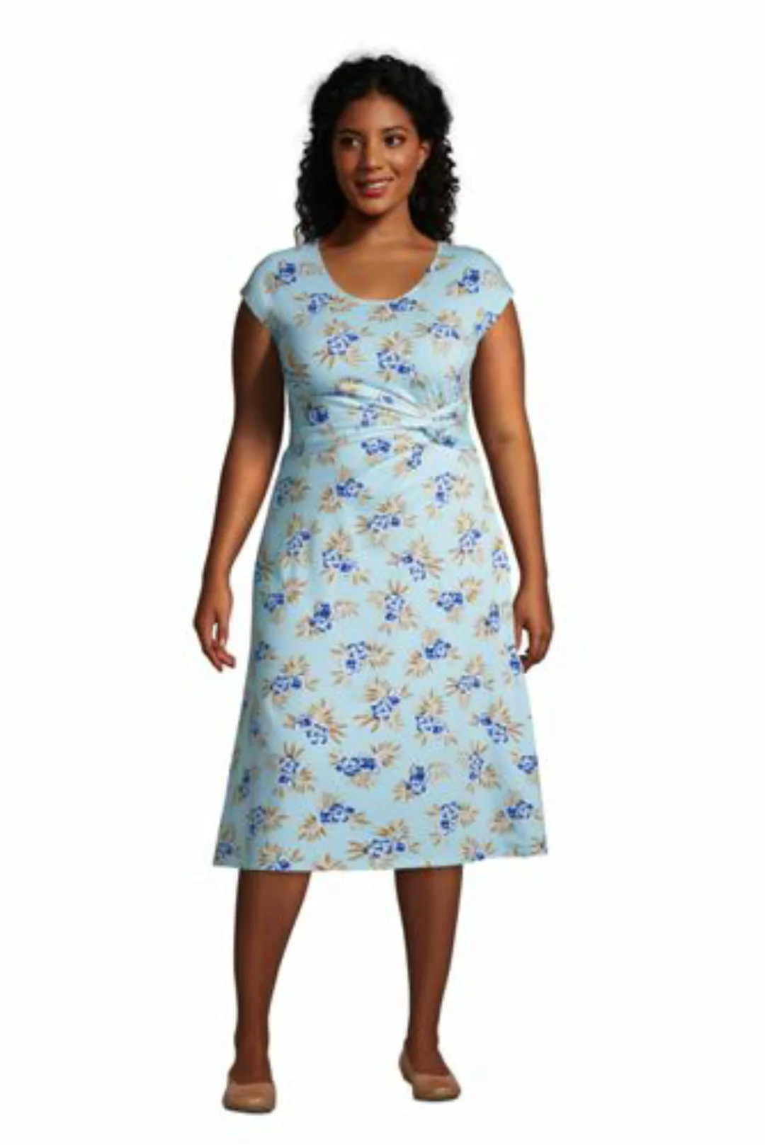 Jersey-Wickelkleid in großen Größen, Damen, Größe: 48-50 Plusgrößen, Blau, günstig online kaufen