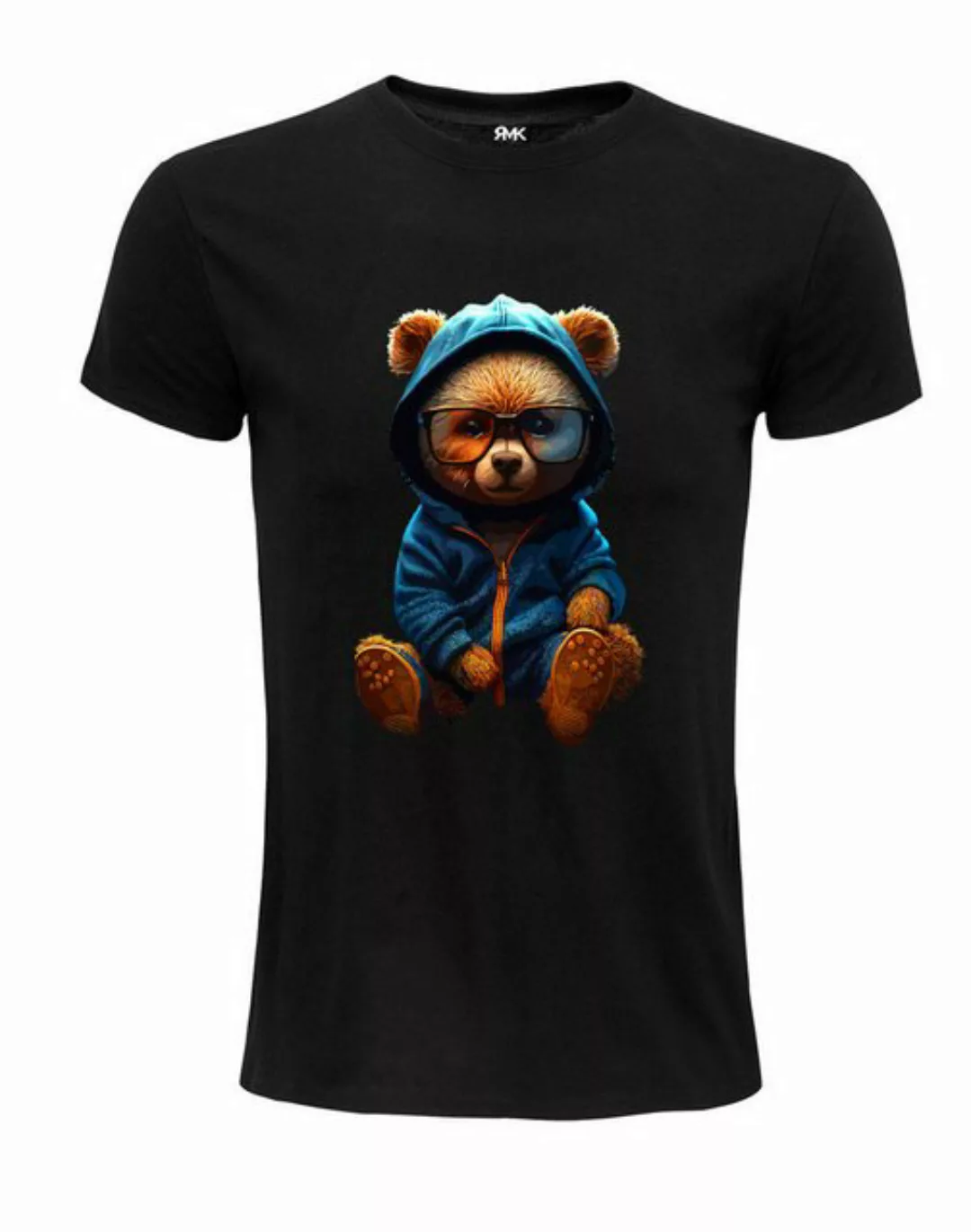 RMK Print-Shirt Damen T-Shirt Top Sommer Rundhals süßer Teddybär Bär Brille günstig online kaufen