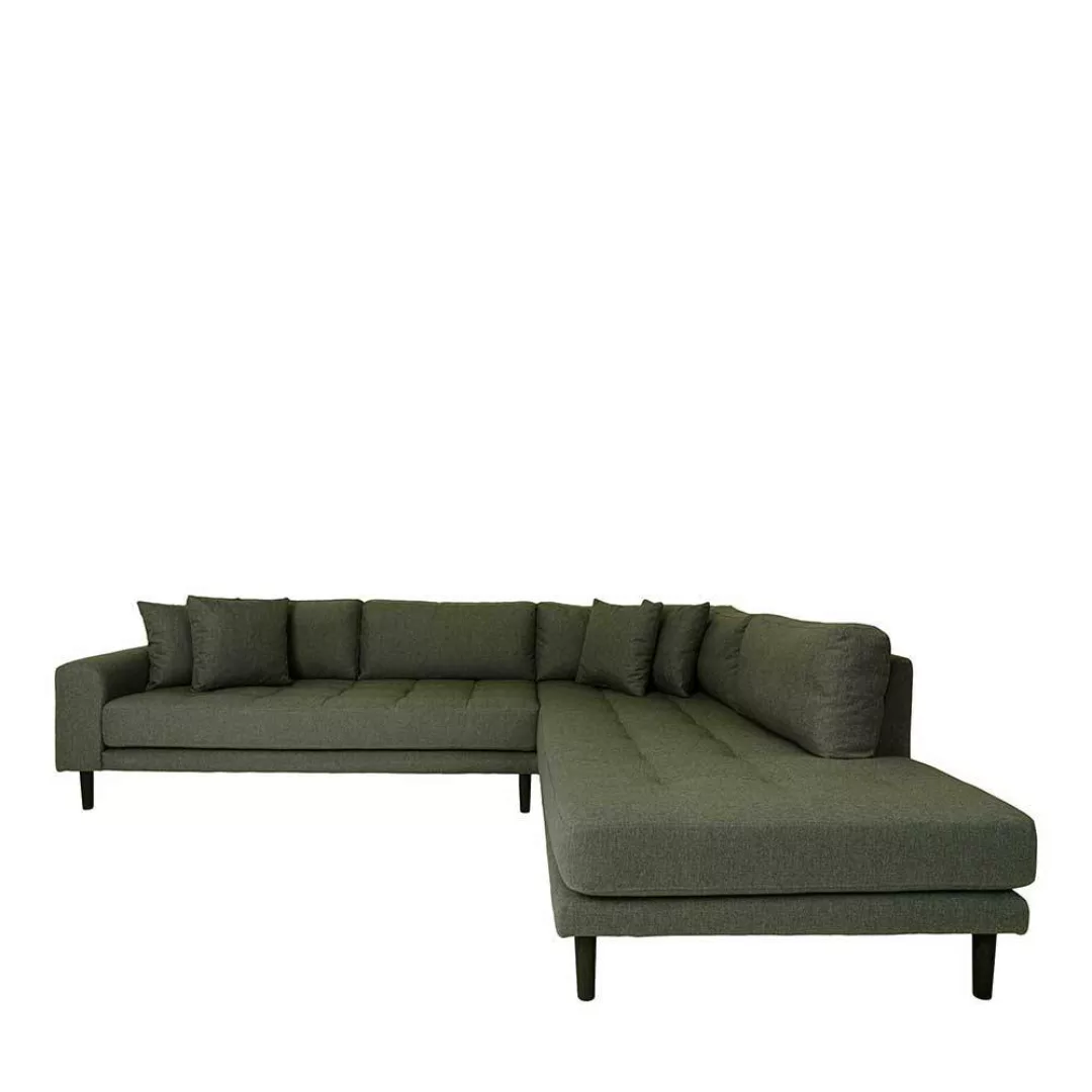 Sofa Eckgarnitur Oliv aus Webstoff und Eiche Massivholz 257 cm breit günstig online kaufen