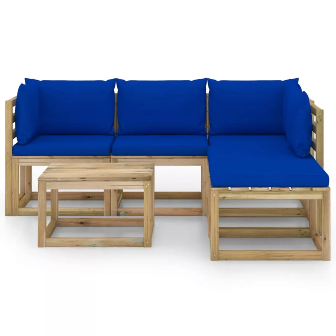 6-tlg. Garten-lounge-set Mit Blauen Kissen günstig online kaufen