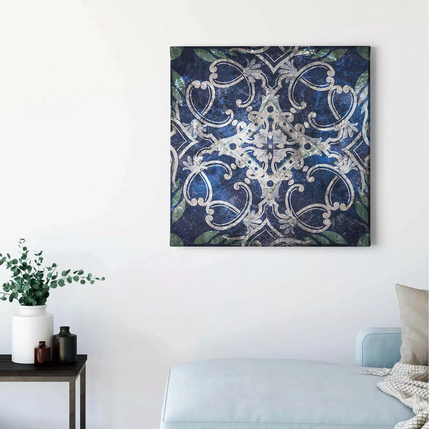 Bricoflor Blaues Wandbild Im Marokkanischen Stil Ornament Leinwand Bild Im günstig online kaufen