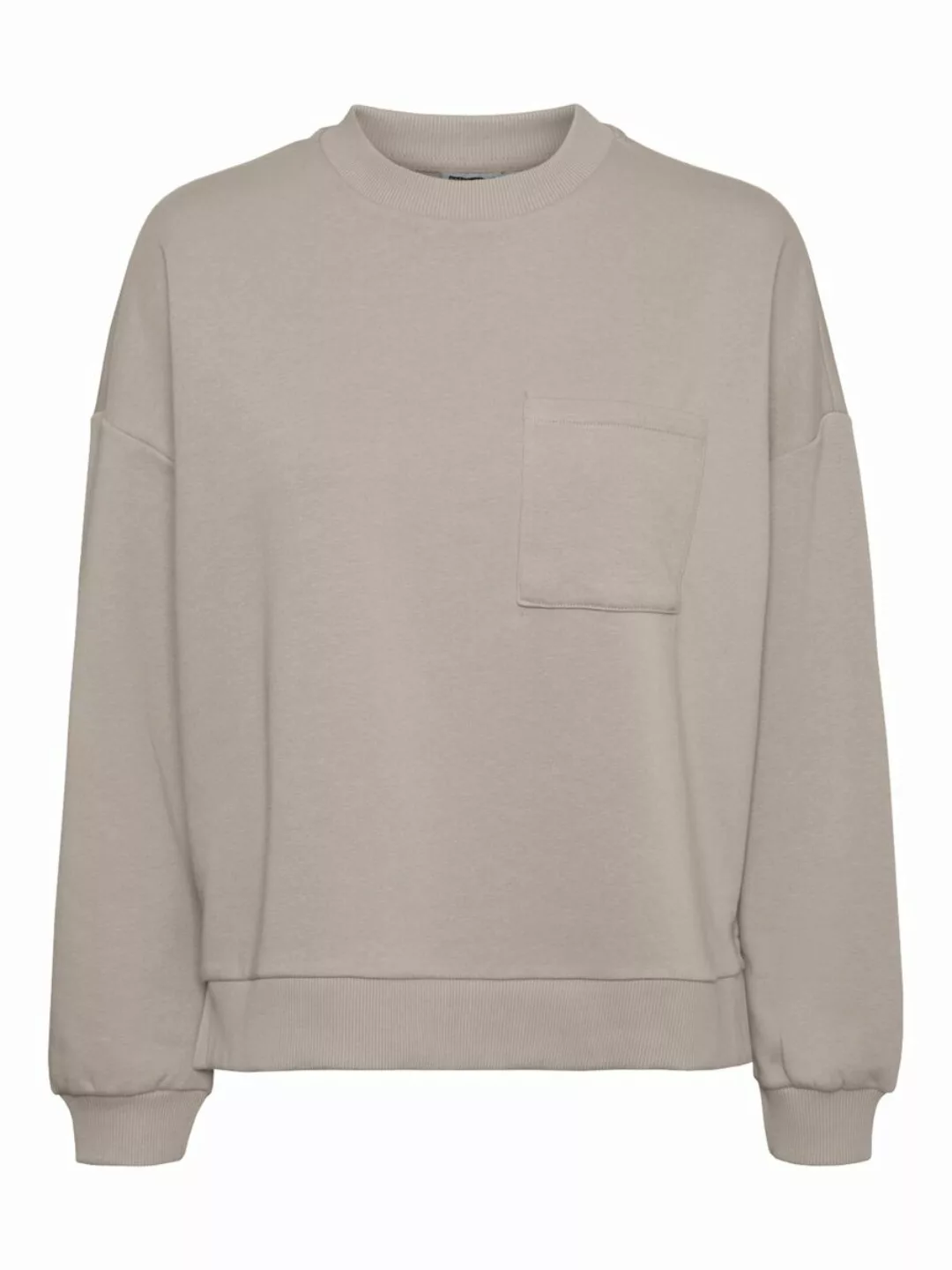 NOISY MAY Rundhalsausschnitt Brusttaschen Sweatshirt Damen Beige günstig online kaufen
