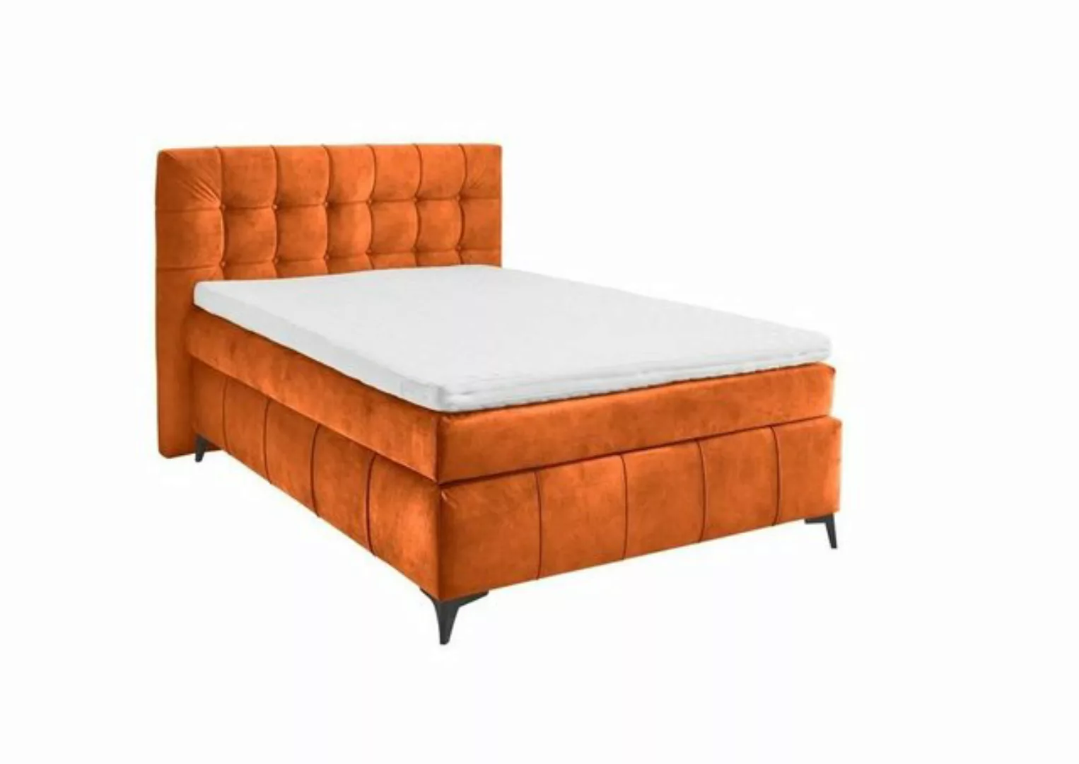 ED EXCITING DESIGN Boxspringliege (140 x 200 cm, Oregon), Orange günstig online kaufen