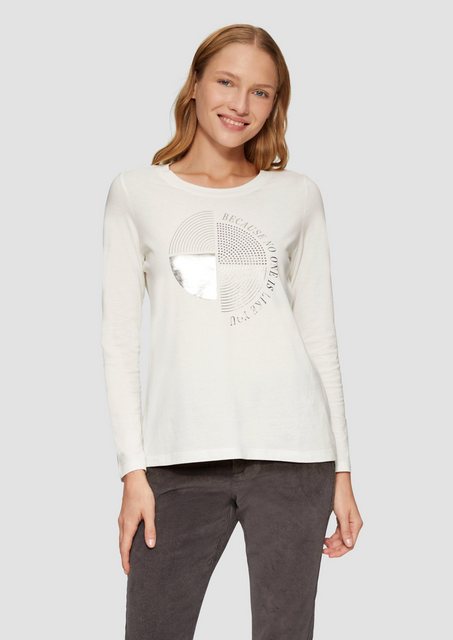 s.Oliver Langarmshirt Longsleeve mit Metallic-Print und Schmucksteinen Stra günstig online kaufen