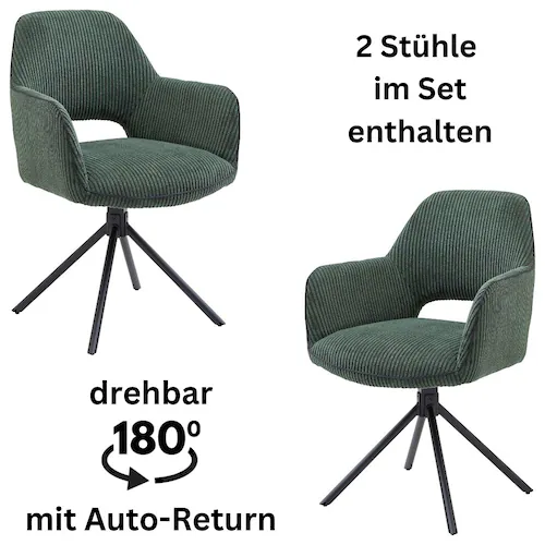 Stolkom Armlehnstuhl "Adrina", (Set), 2 St., Cord, 180 grad drehbar mit Aut günstig online kaufen