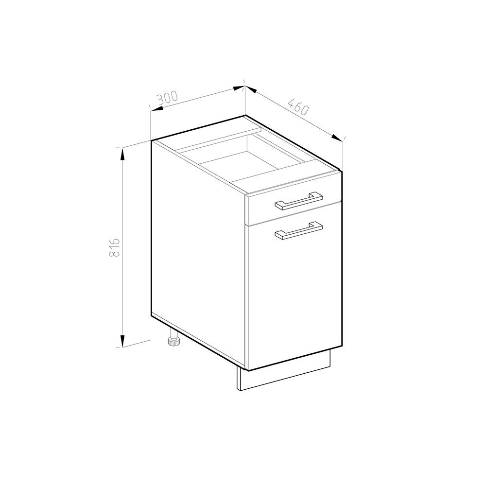 Vicco Unterschrank R-Line, Beton/Weiß, 30 cm, günstig online kaufen