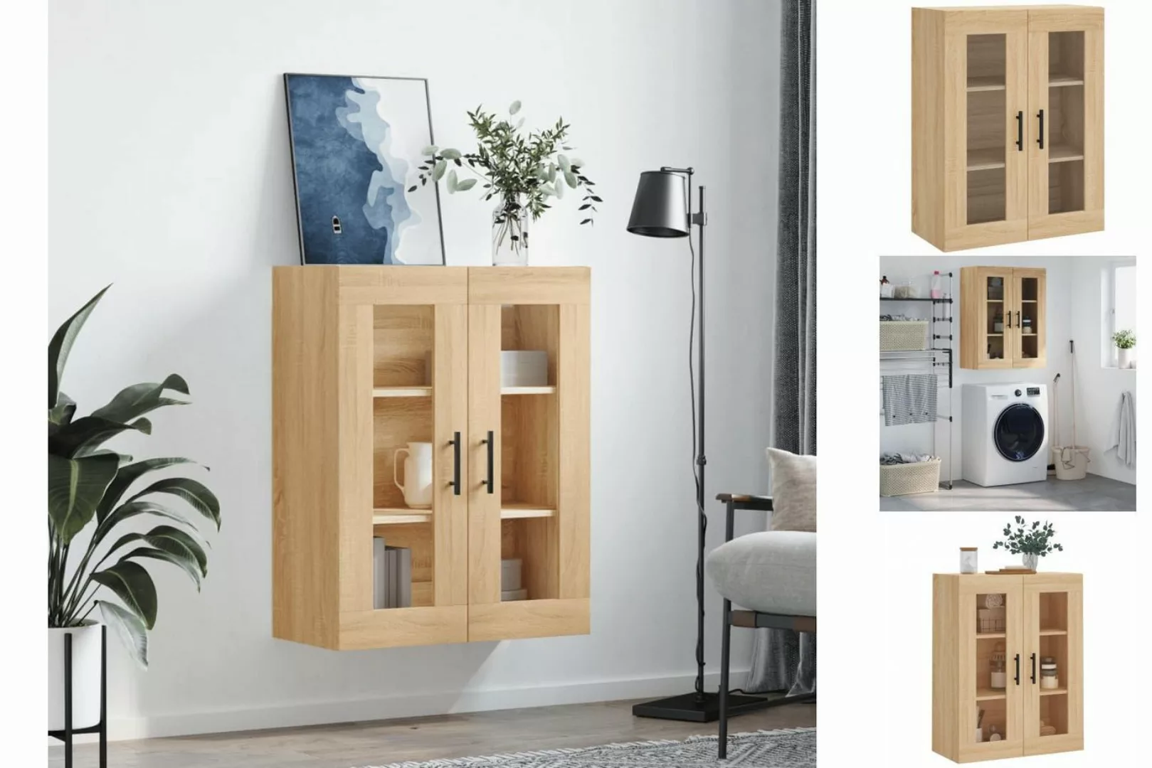 vidaXL Hängeschrank Wandschrank Sonoma-Eiche 69,5x34x90 cm Glas Vitrine Hän günstig online kaufen