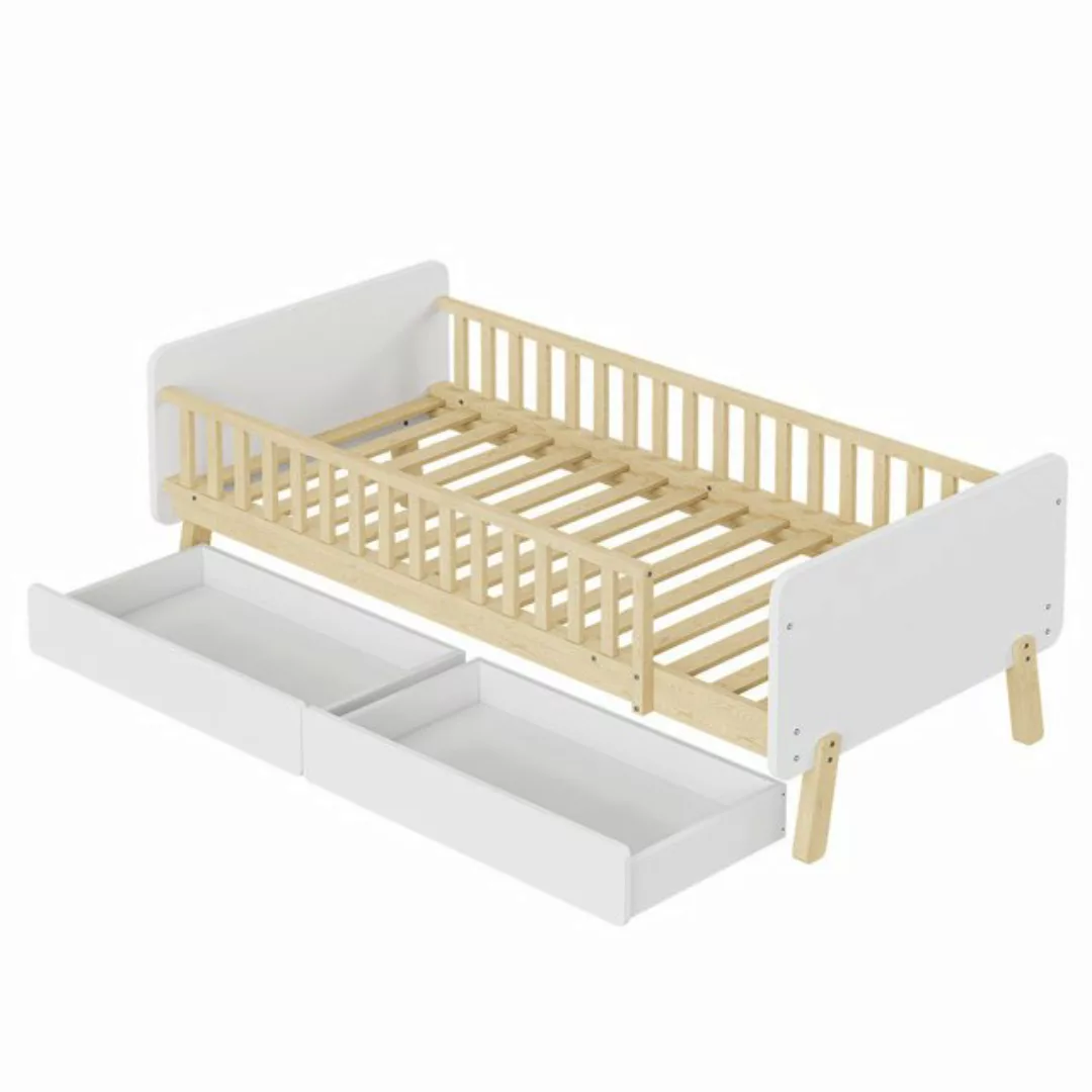 EXTSUD Kinderbett Kinderbett 90x190 mit 2 Schubladen,Massivholz mit Lattenr günstig online kaufen