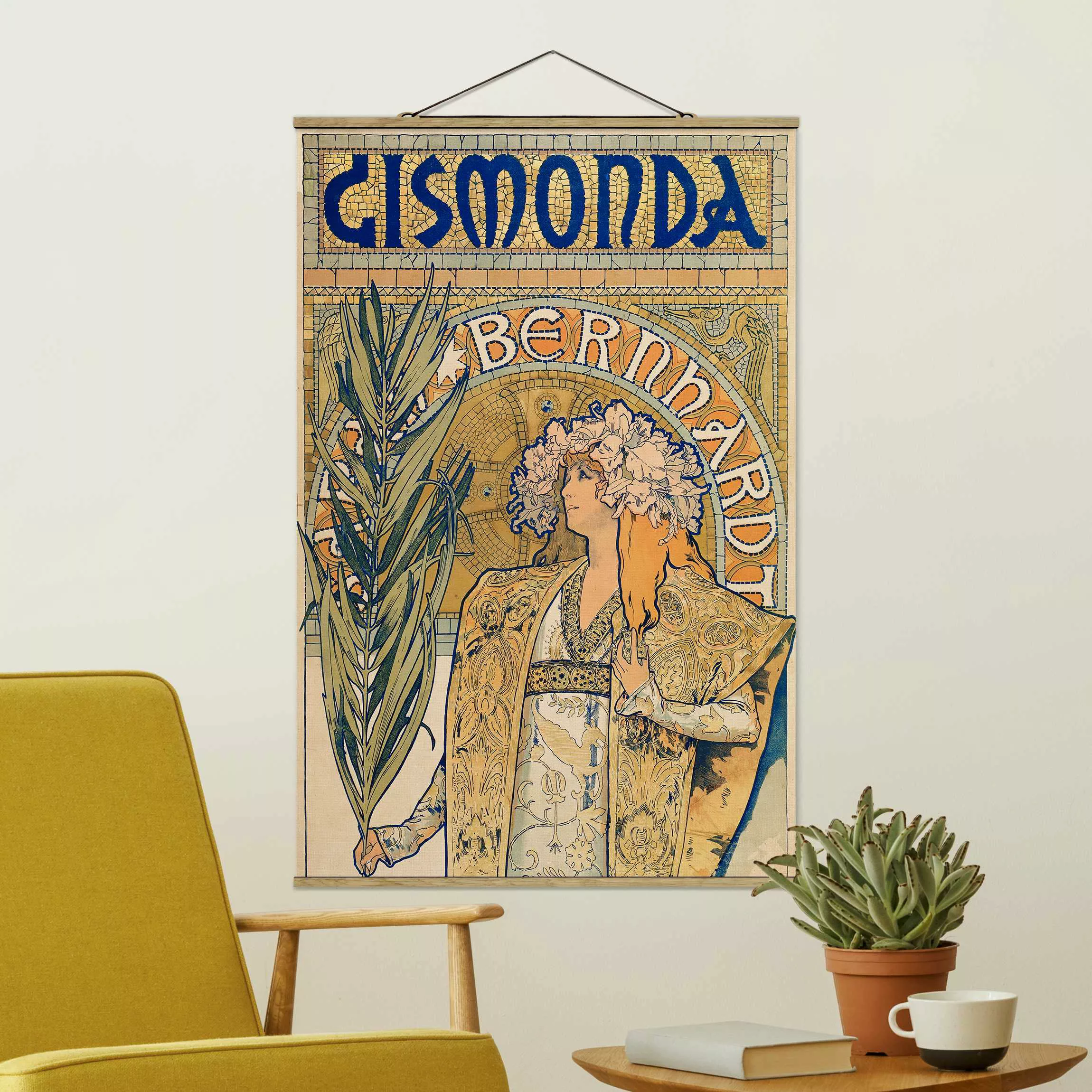 Stoffbild Kunstdruck mit Posterleisten - Hochformat Alfons Mucha - Plakat f günstig online kaufen