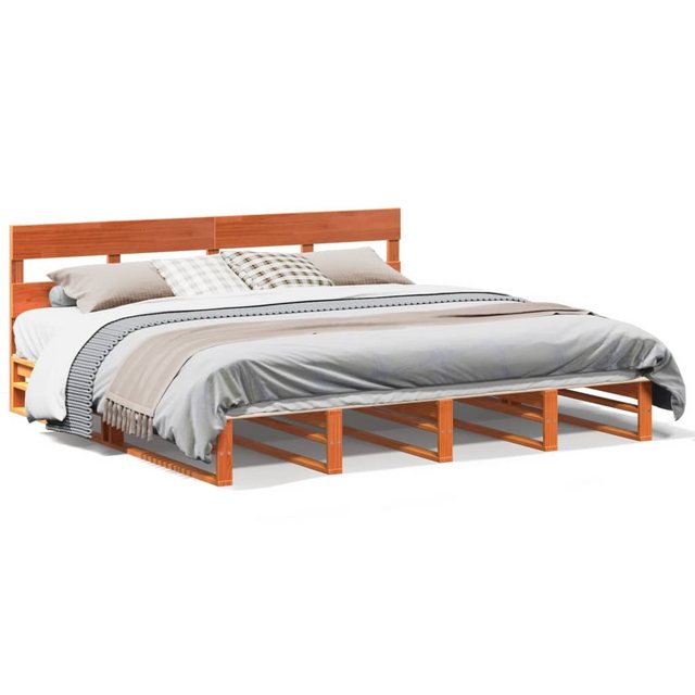 vidaXL Bett, Massivholzbett ohne Matratze Wachsbraun 200x200 Kiefernholz günstig online kaufen