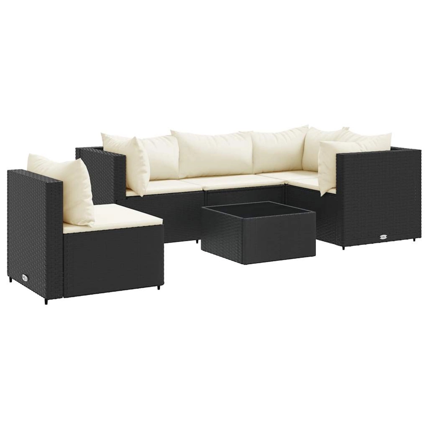 vidaXL 6-tlg Garten-Lounge-Set mit Kissen Schwarz Poly Rattan Modell 27 günstig online kaufen