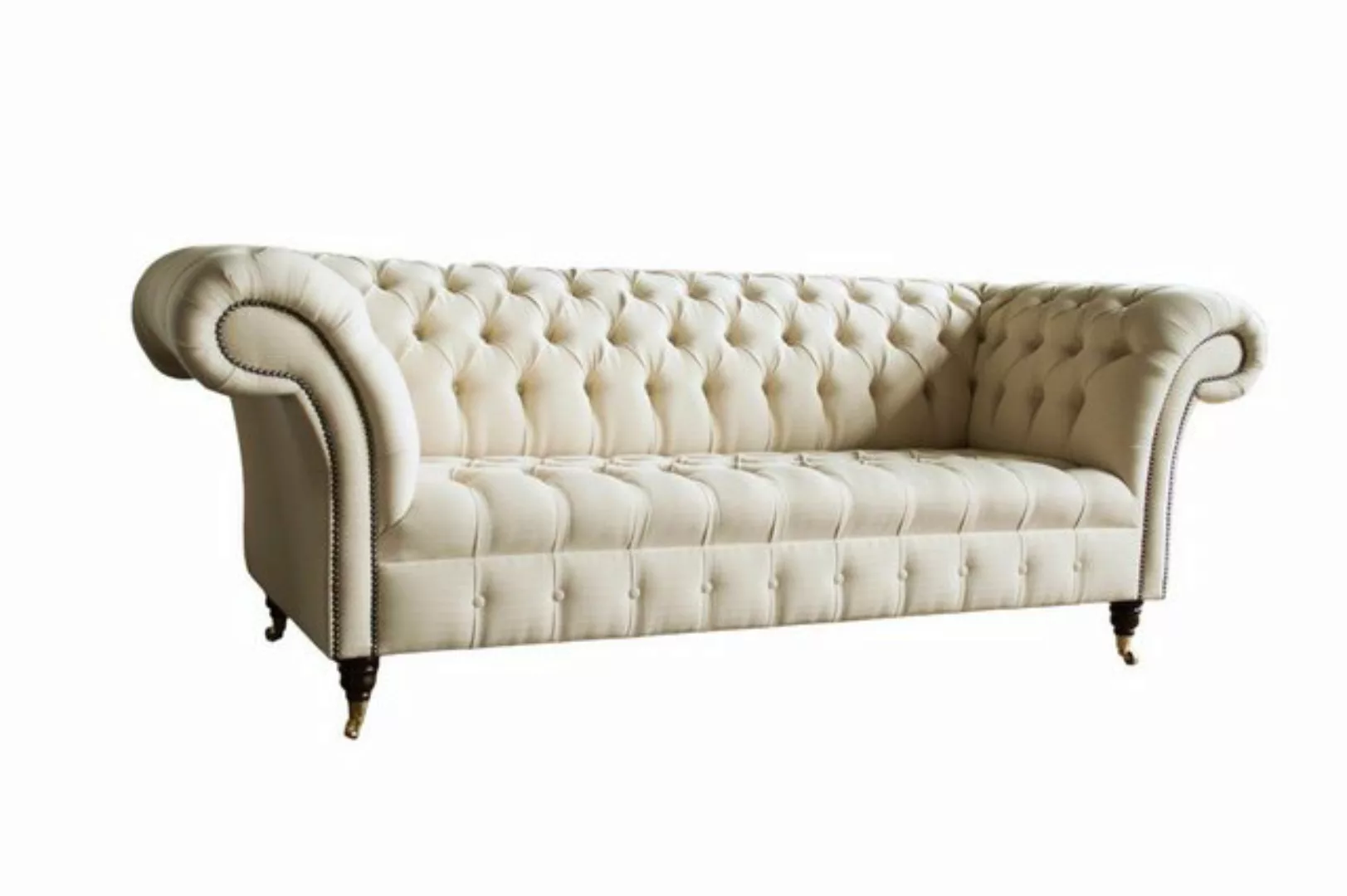 JVmoebel Chesterfield-Sofa Chesterfield Design Luxus Polster Beige Sofa Cou günstig online kaufen