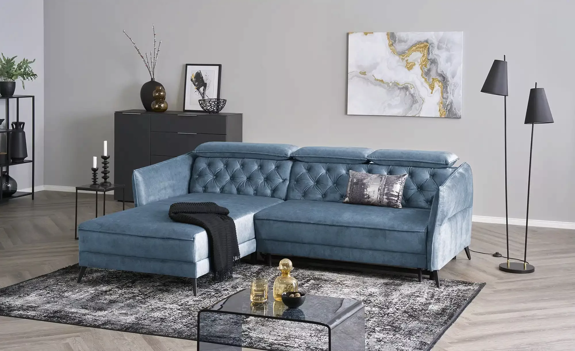 smart Ecksofa  Kavita  ¦ blau ¦ Maße (cm): B: 254 H: 85 T: 199.0 Polstermöb günstig online kaufen