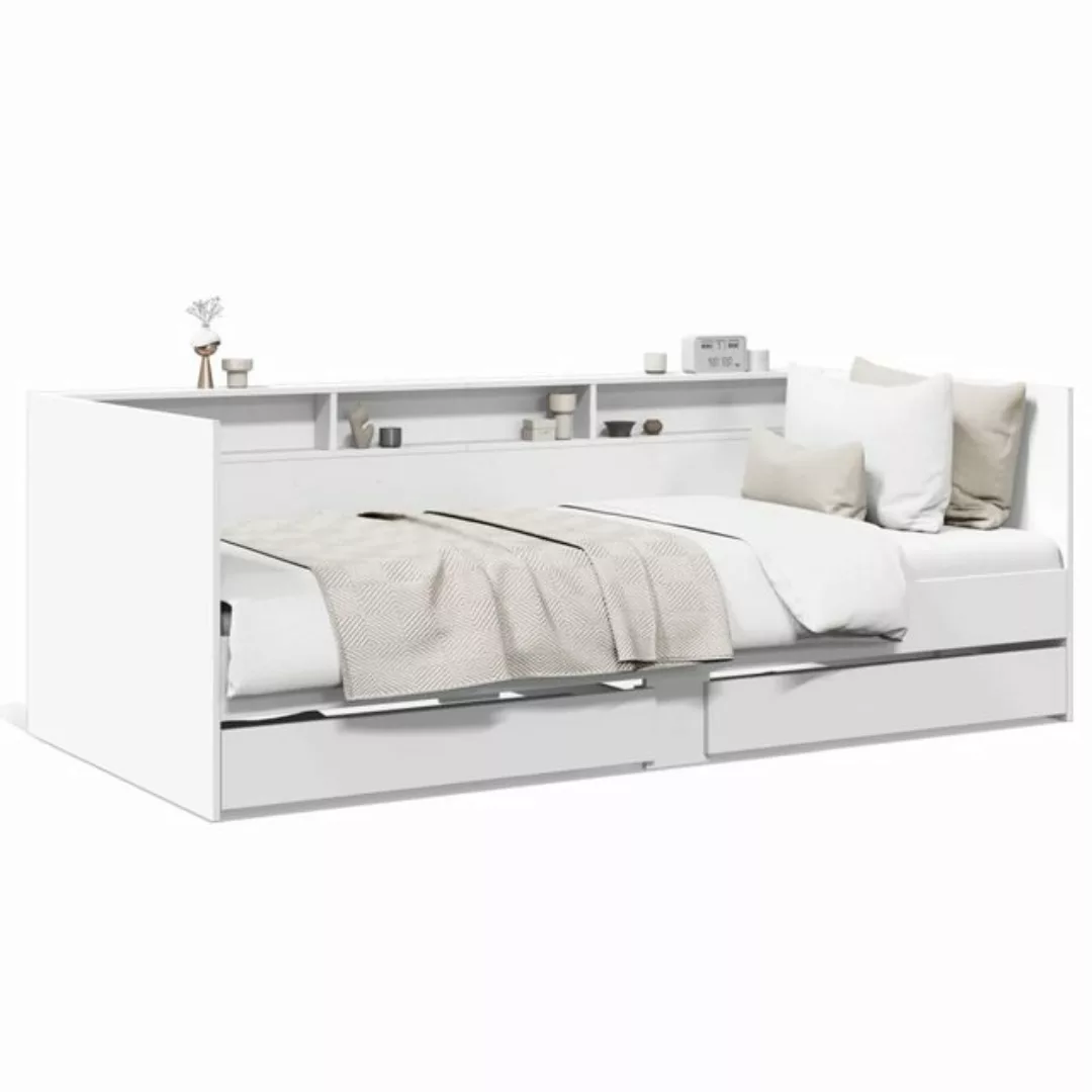 vidaXL Bettgestell Gästebett Tagesbett mit Schubladen Weiß 75x190 cm Spanpl günstig online kaufen