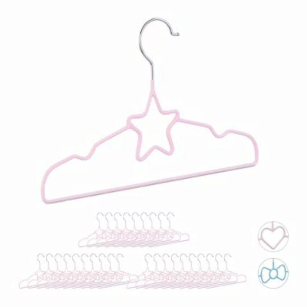 relaxdays 30 x Kinderkleiderbügel Stern hellrosa günstig online kaufen