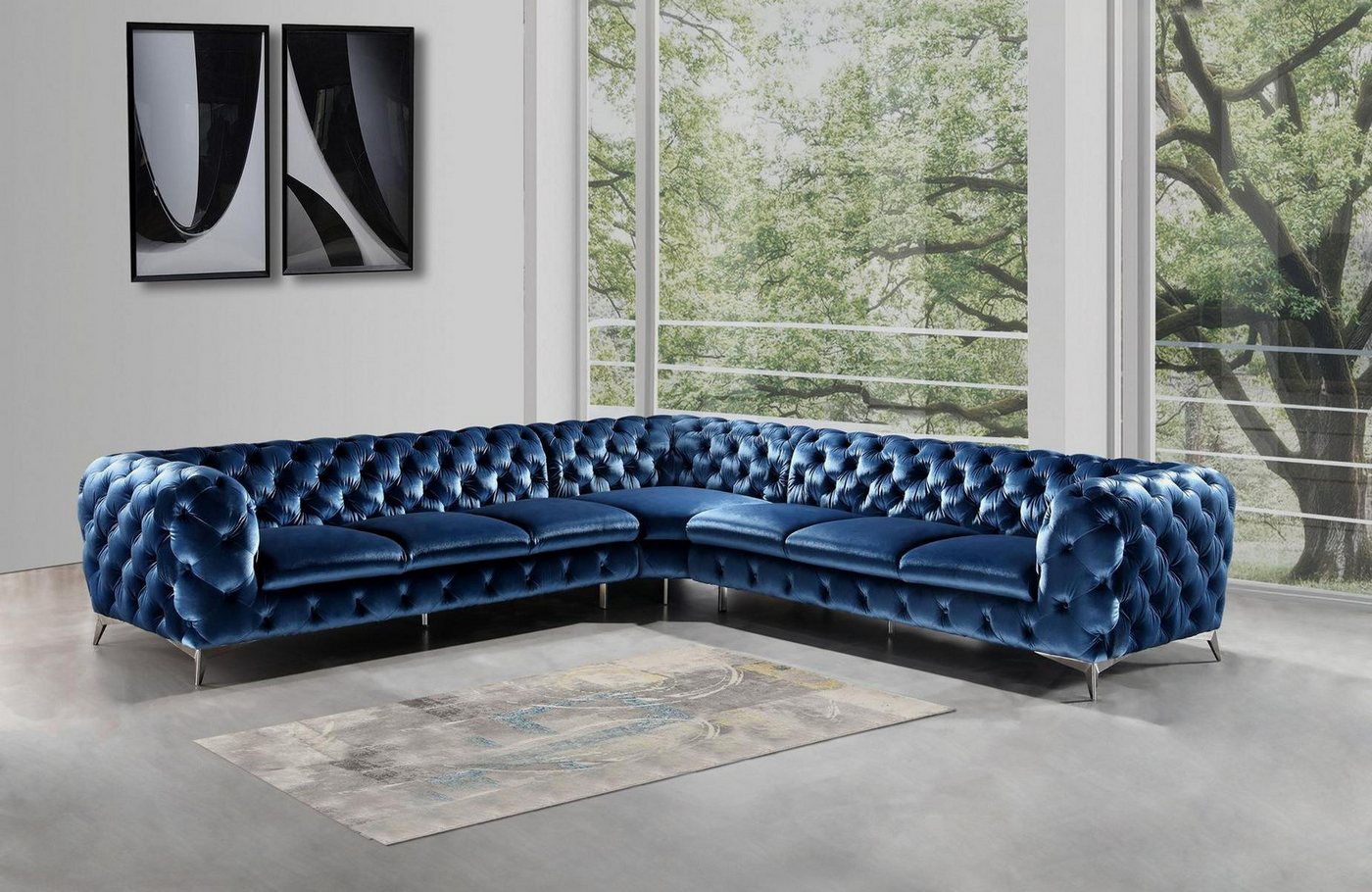 Xlmoebel Ecksofa Chesterfield Ecksofa in elegantem Design aus Samtstoff für günstig online kaufen