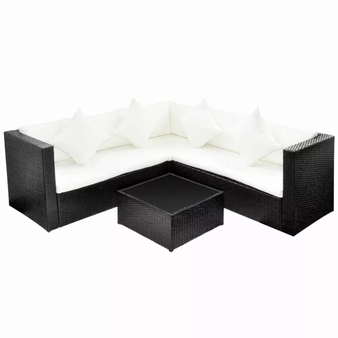 4-tlg. Garten-lounge-set Mit Auflagen Poly Rattan Schwarz günstig online kaufen