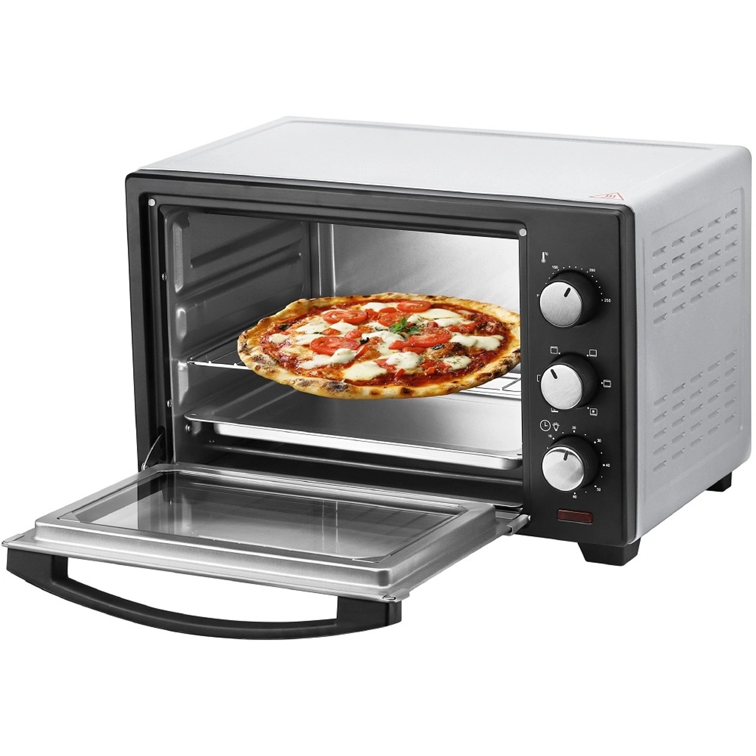 Steinborg SB-3012 Minibackofen mit Umluft 25 Liter 1600 Watt Silber/Schwarz günstig online kaufen