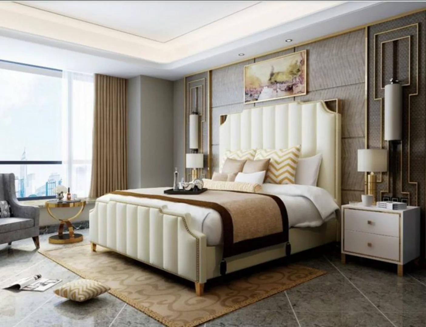 JVmoebel Bett, Designer Doppelbett Bett Hotel Luxus Schlafzimmer 180x200cm günstig online kaufen
