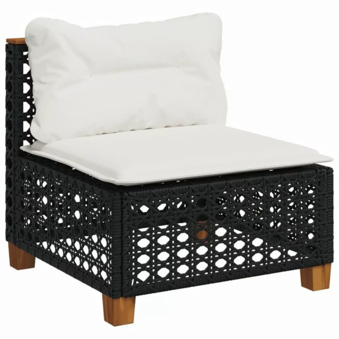 vidaXL Loungesofa Gartensofa ohne Armlehnen mit Kissen Schwarz Poly Rattan günstig online kaufen