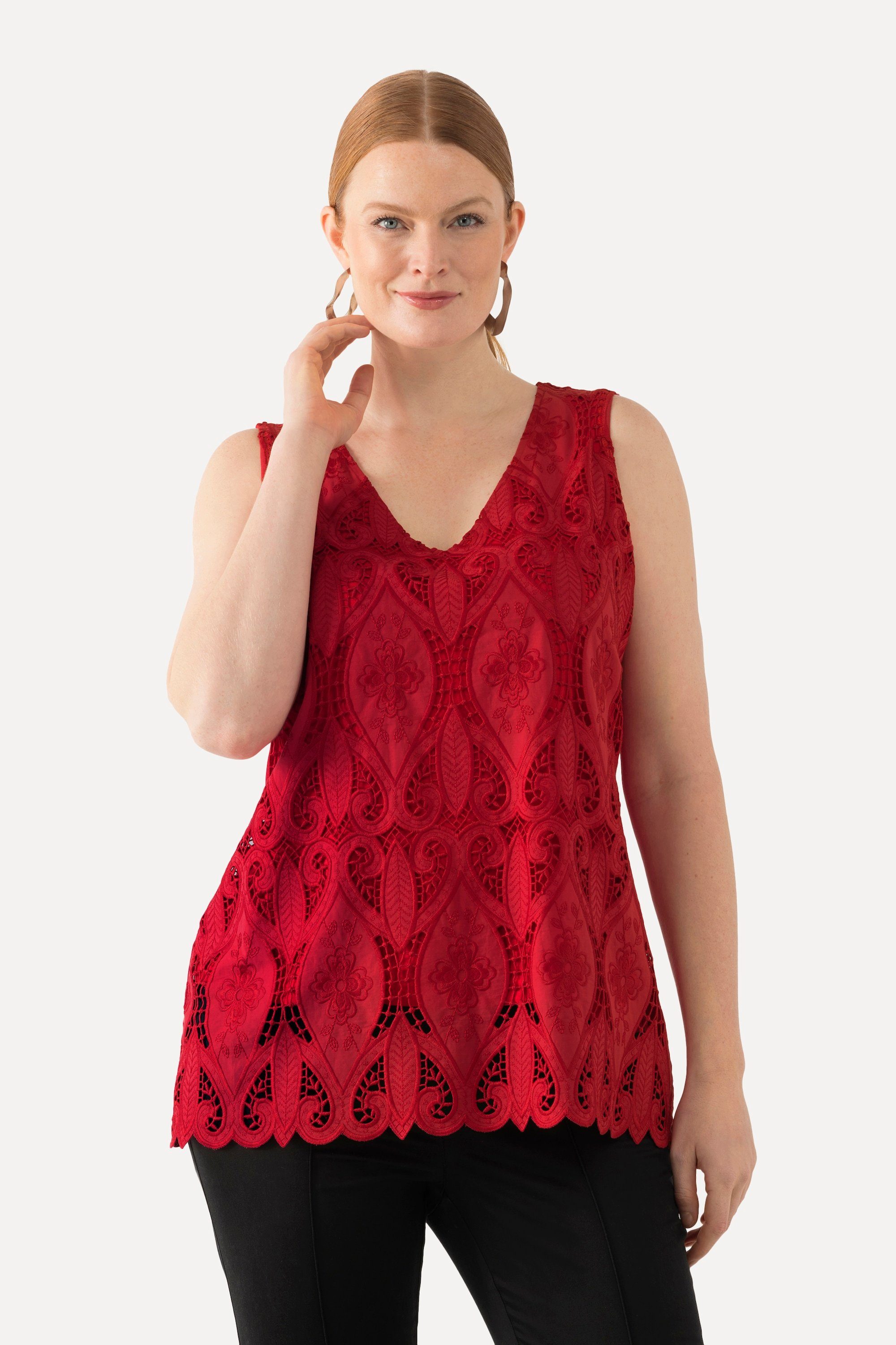 Ulla Popken Spitzenbluse Top Lochspitze A-Linie günstig online kaufen