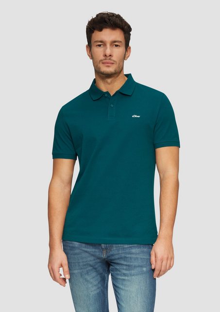 s.Oliver Kurzarmshirt Poloshirt aus Baumwollpiqué Logo günstig online kaufen