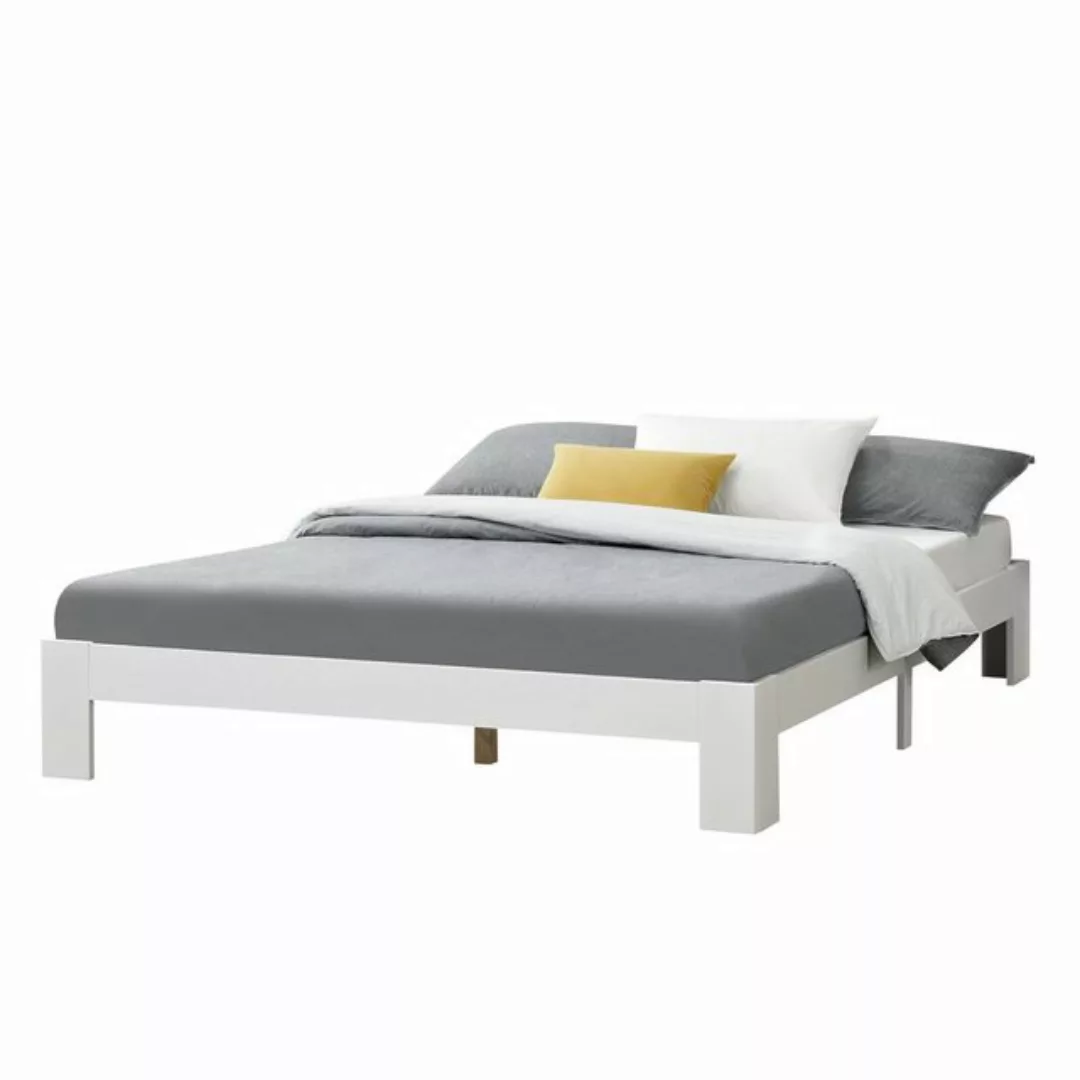 en.casa Holzbett, Raisio Doppelbett 160x200 cm Weiß günstig online kaufen