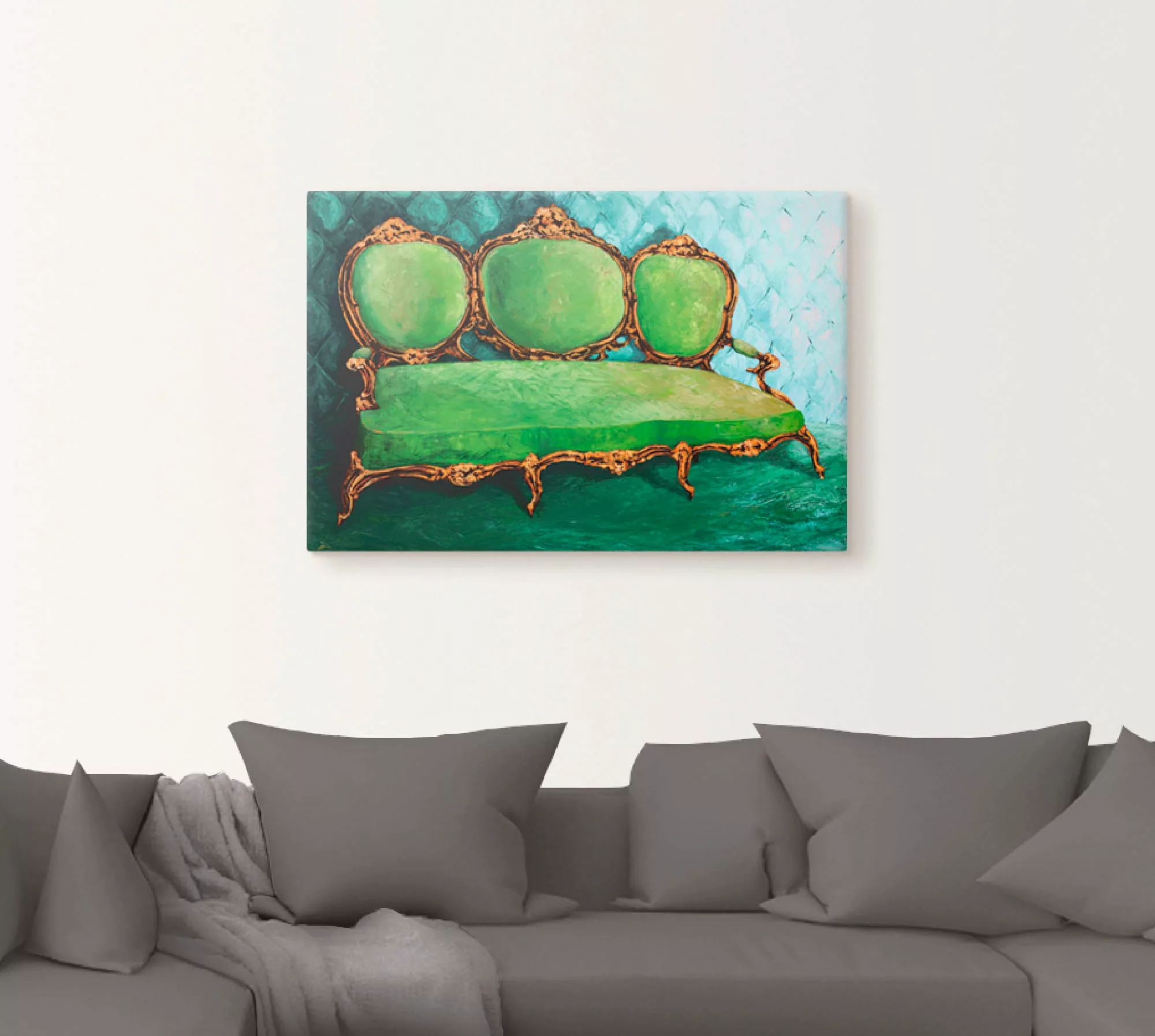 Artland Wandbild "Sofa grün", Innenarchitektur, (1 St.), als Leinwandbild, günstig online kaufen