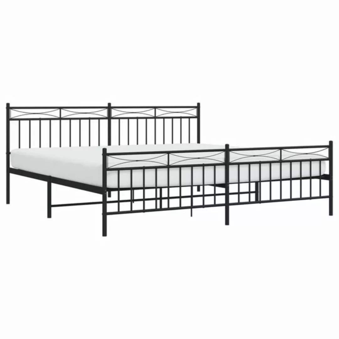 vidaXL Bett Bettgestell mit Kopf- und Fußteil Metall Schwarz 193x203 cm günstig online kaufen