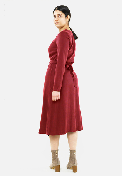 Wickelkleid Kleid Cu-rie Aus Tencel In Grün, Rot Und Blau günstig online kaufen