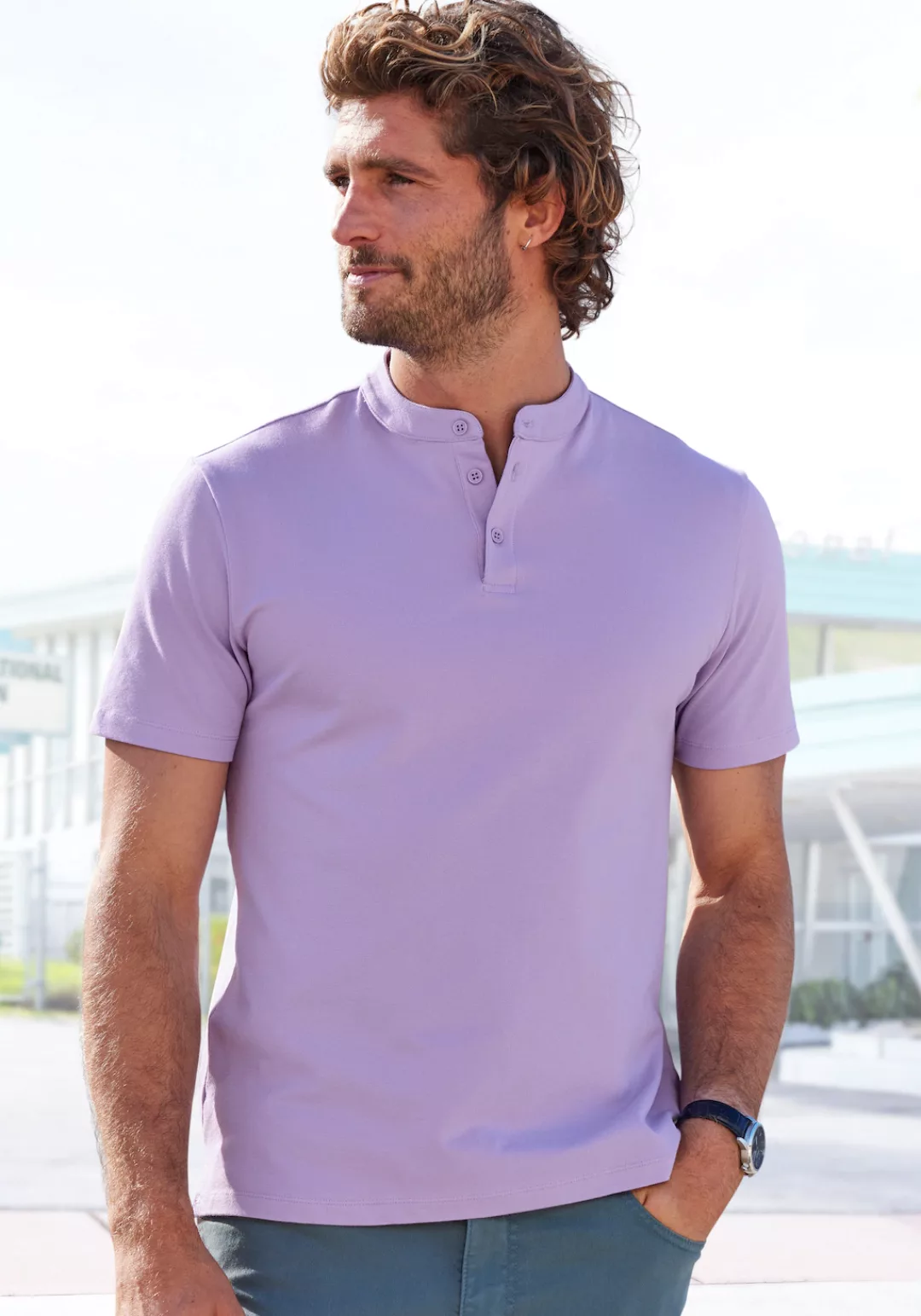 John Devin Poloshirt "mit Stehkragen,", Regular-Fit, aus Baumwoll-Piqué günstig online kaufen