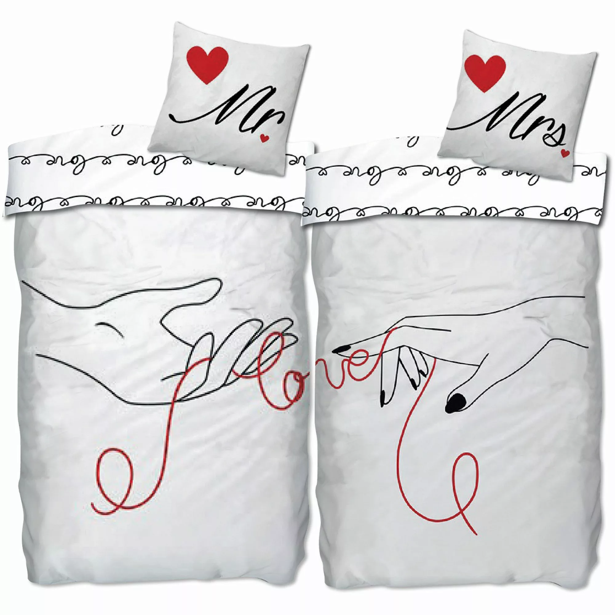 BERONAGE Partnerbettwäsche Mr. & Mrs. Partnerbettwäsche günstig online kaufen