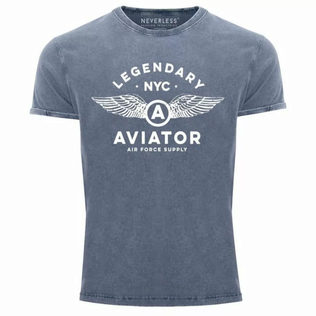 Neverless Print-Shirt Herren Vintage Shirt Legendary NYC Aviator Air Force günstig online kaufen