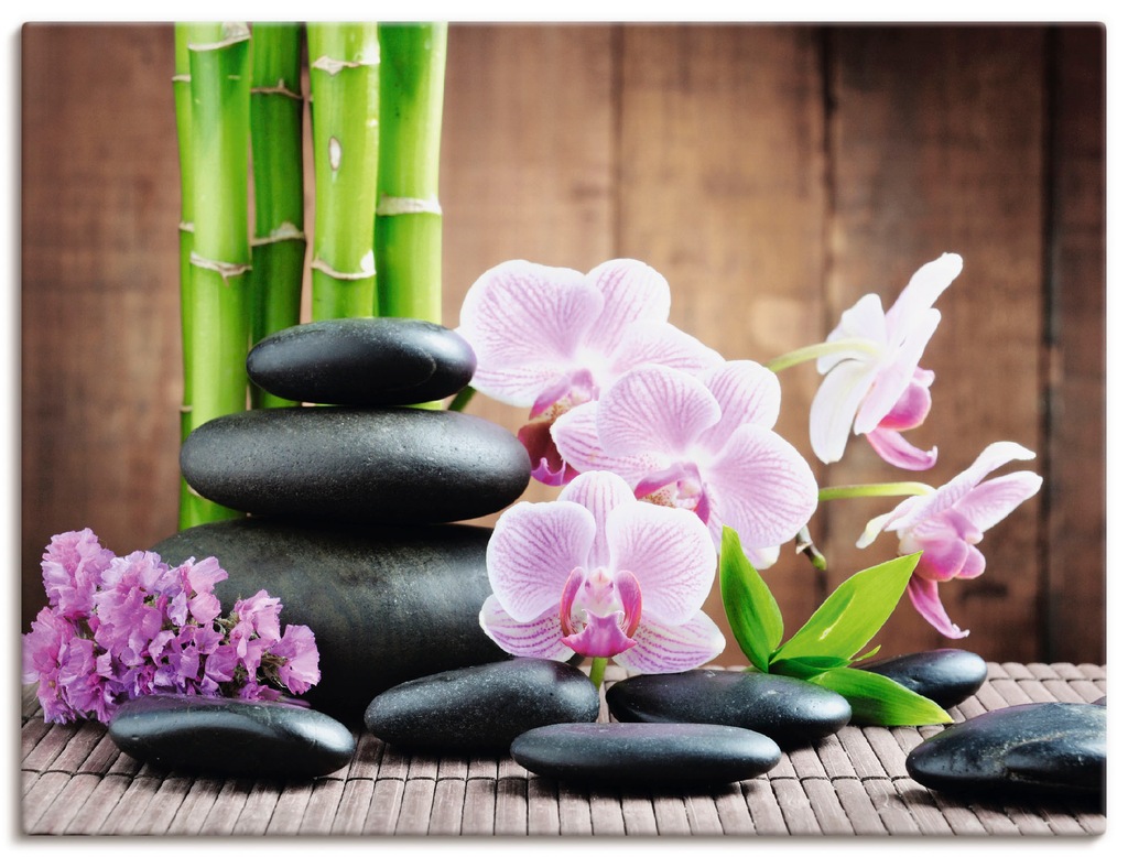 Artland Wandbild "Spa Konzept Zen Steinen Orchideen", Zen, (1 St.), als Lei günstig online kaufen