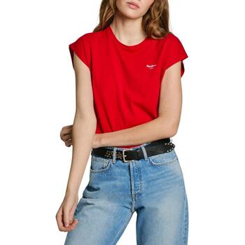 Pepe Jeans T-Shirt Damen T-Shirt Rot Kurzarm Rundhals Nachhaltige günstig online kaufen