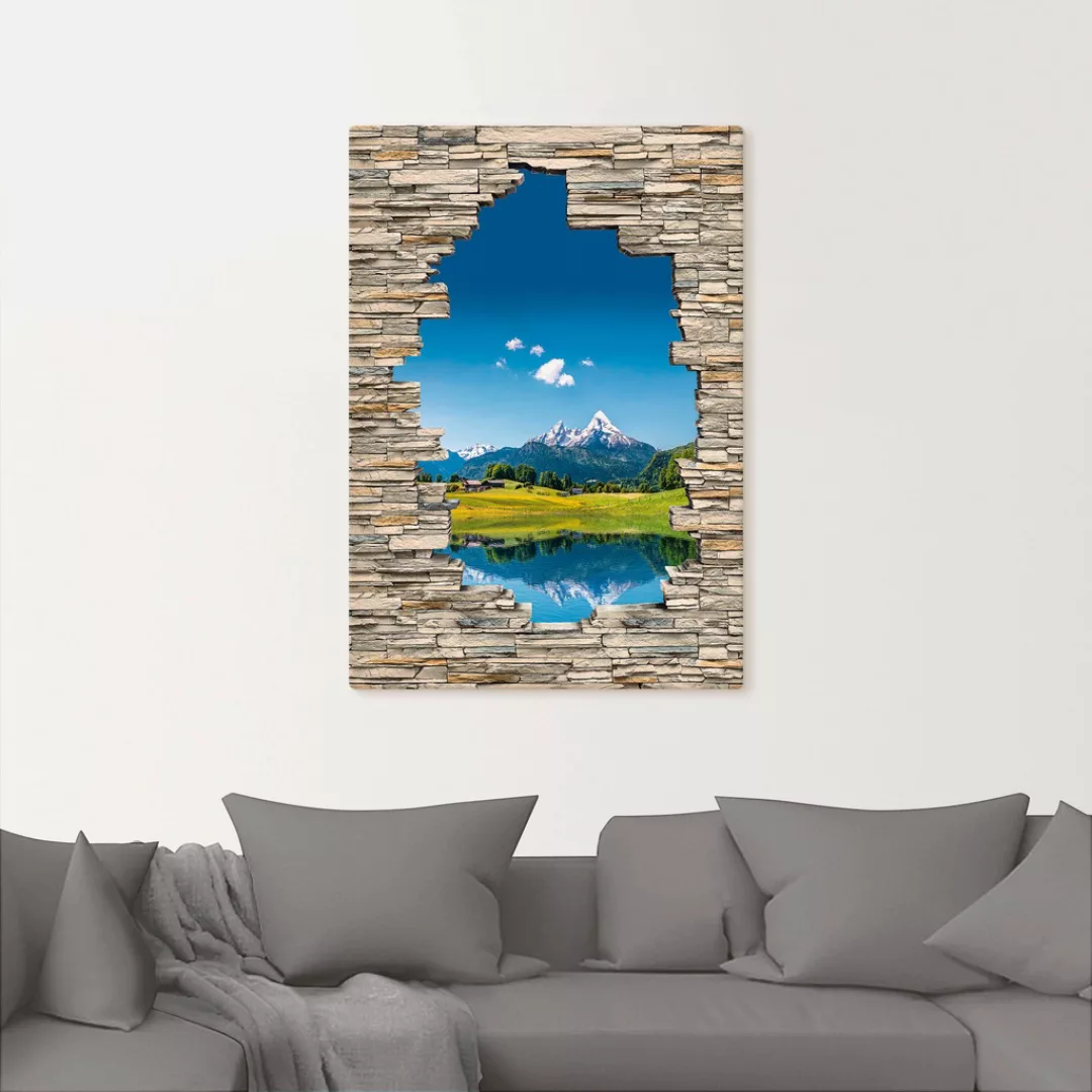 Artland Wandbild "Landschaft in den Alpen Blick Steinmauer", Berge & Alpenb günstig online kaufen