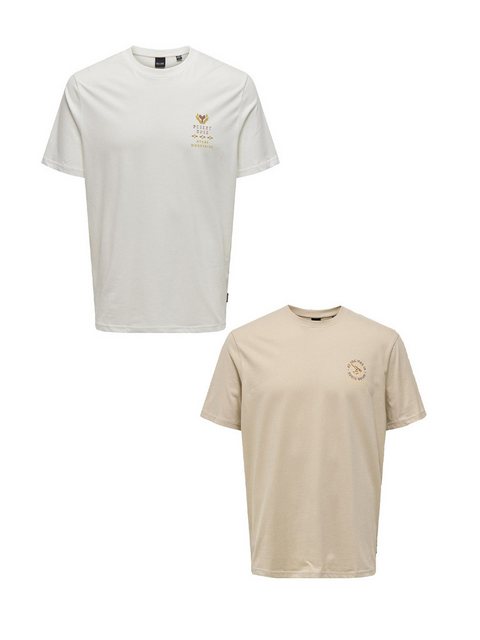 ONLY & SONS T-Shirt T-Shirt 2er-Set Rundhals Kurzarm (1-tlg) 7639 in Weiß-B günstig online kaufen