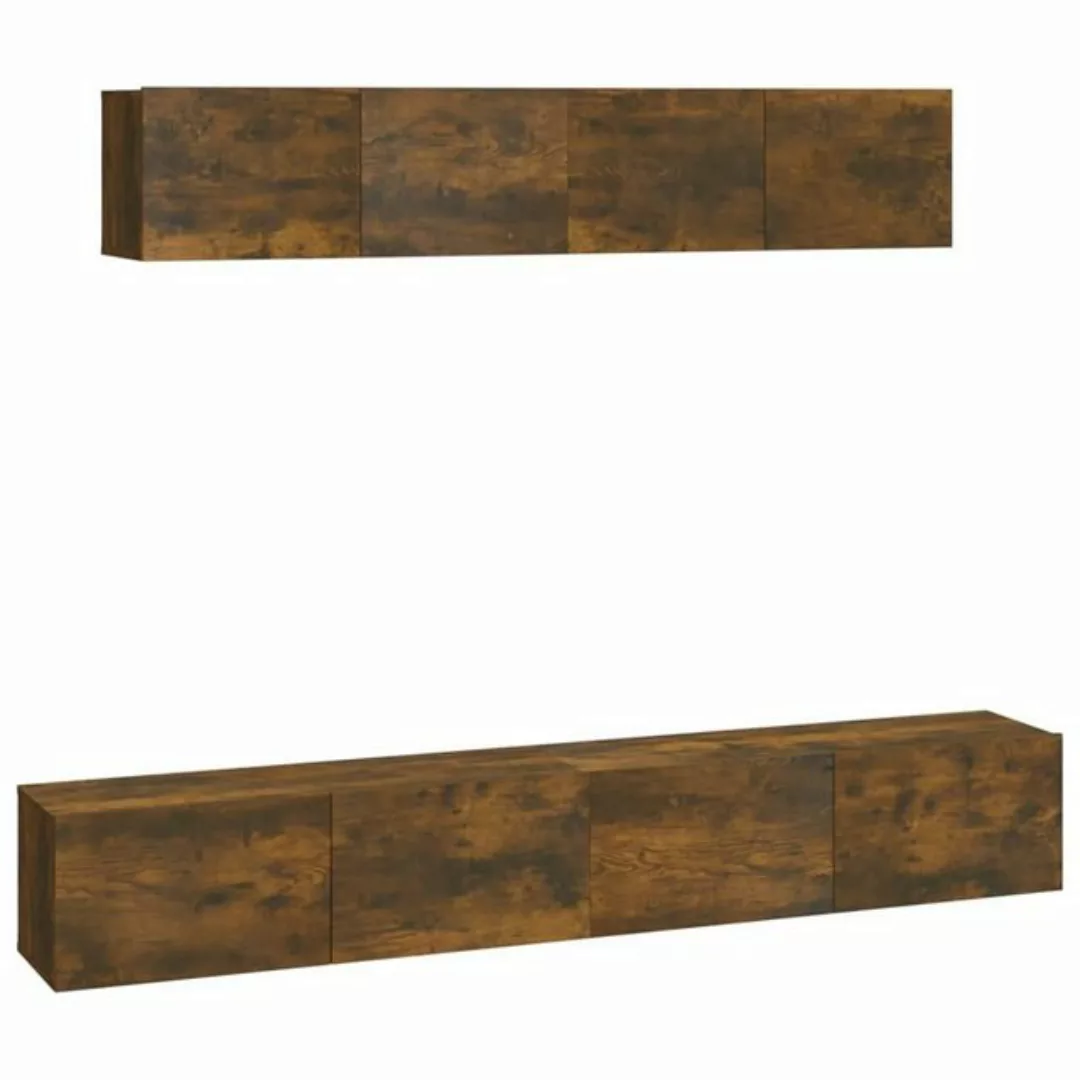 furnicato TV-Schrank 4-tlg. TV-Schrank-Set Räuchereiche Holzwerkstoff (4-St günstig online kaufen