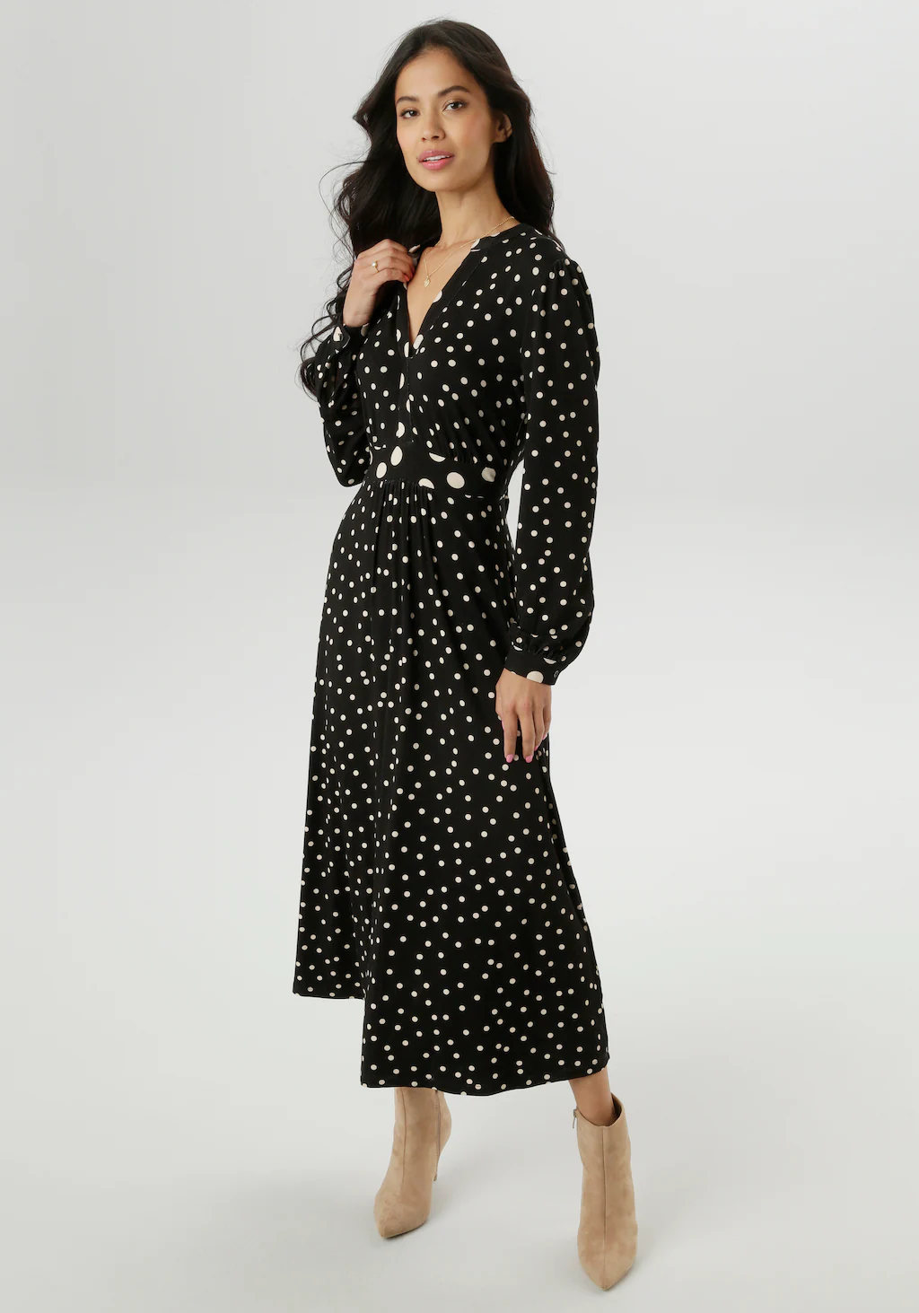 Aniston SELECTED Midikleid, mit raffiniertem Tupfendruck - NEUE KOLLEKTION günstig online kaufen