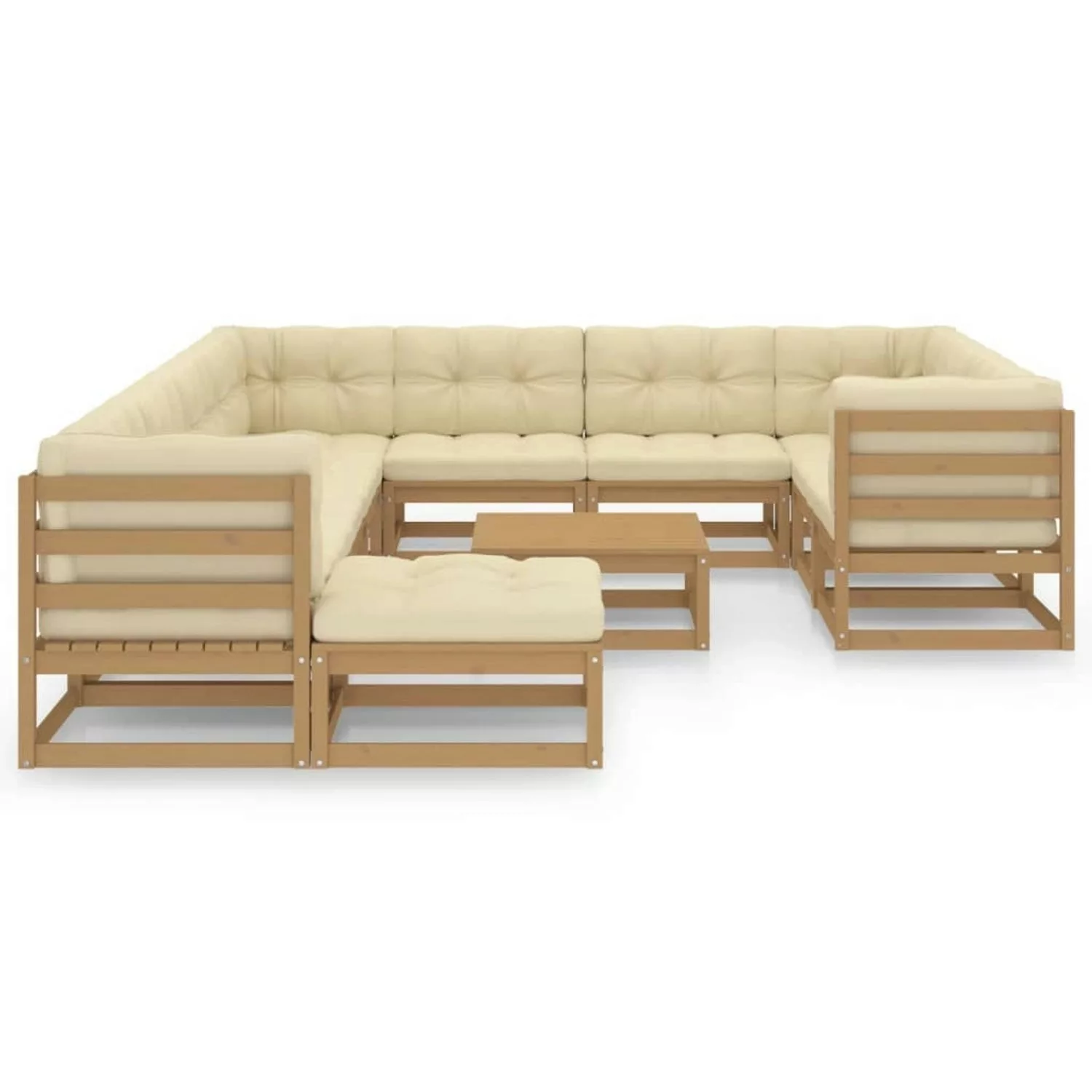 12-tlg. Garten-lounge-set Kissen Honigbraun Kiefer Massivholz günstig online kaufen