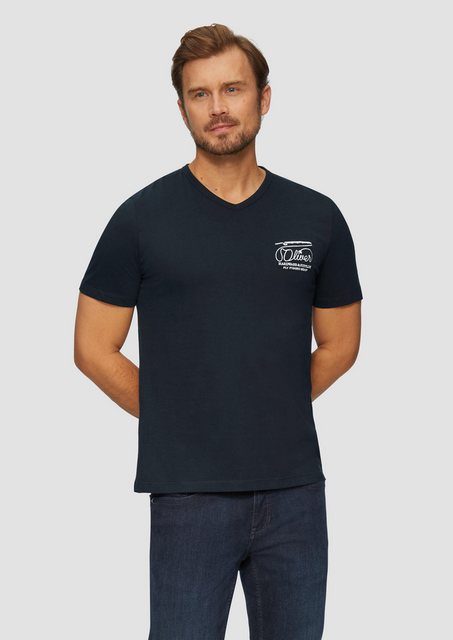 s.Oliver Kurzarmshirt T-Shirt mit Logostickerei Stickerei günstig online kaufen