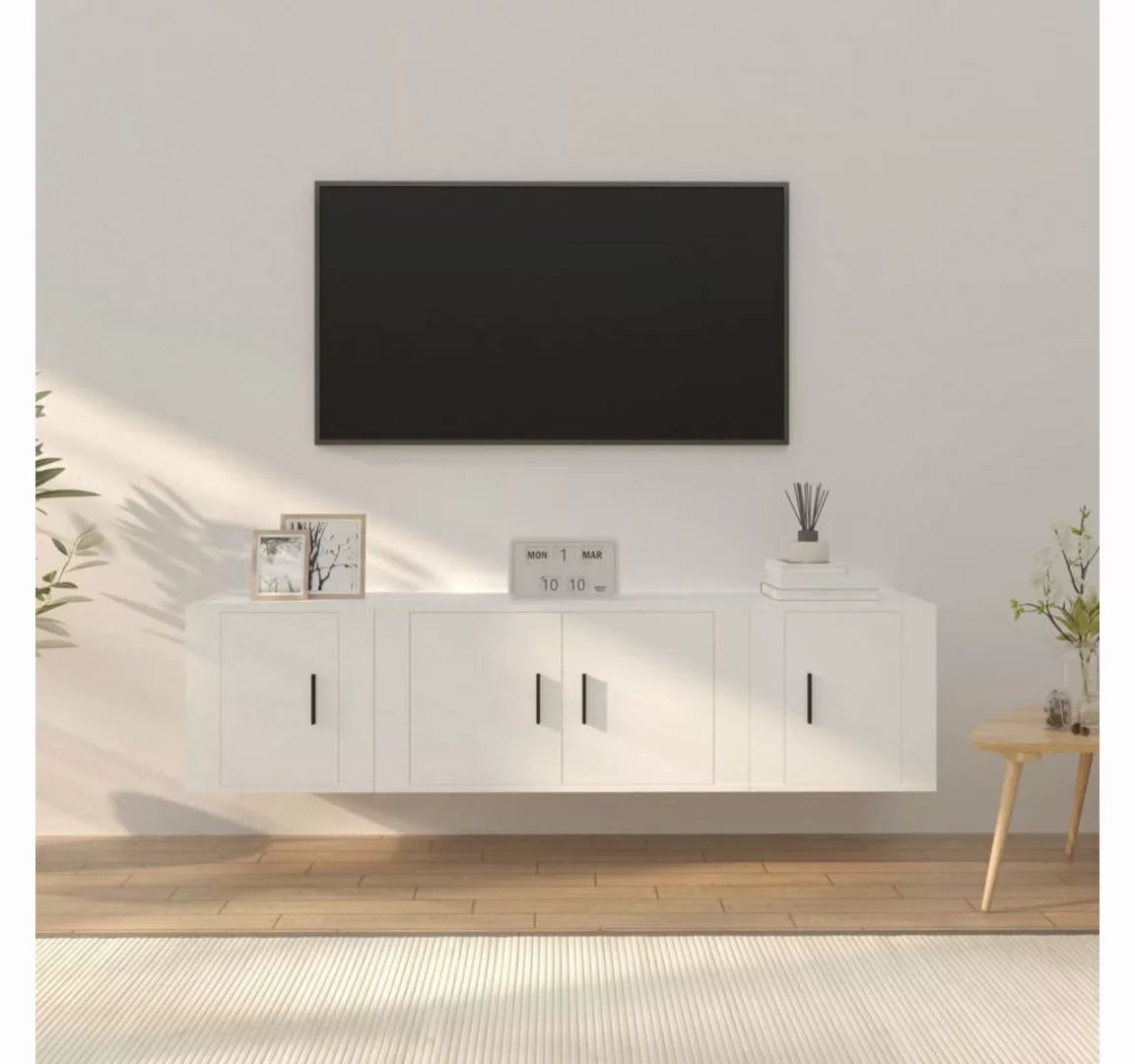 vidaXL TV-Schrank 3-tlg. TV-Schrank-Set Weiß Holzwerkstoff (3-St) günstig online kaufen