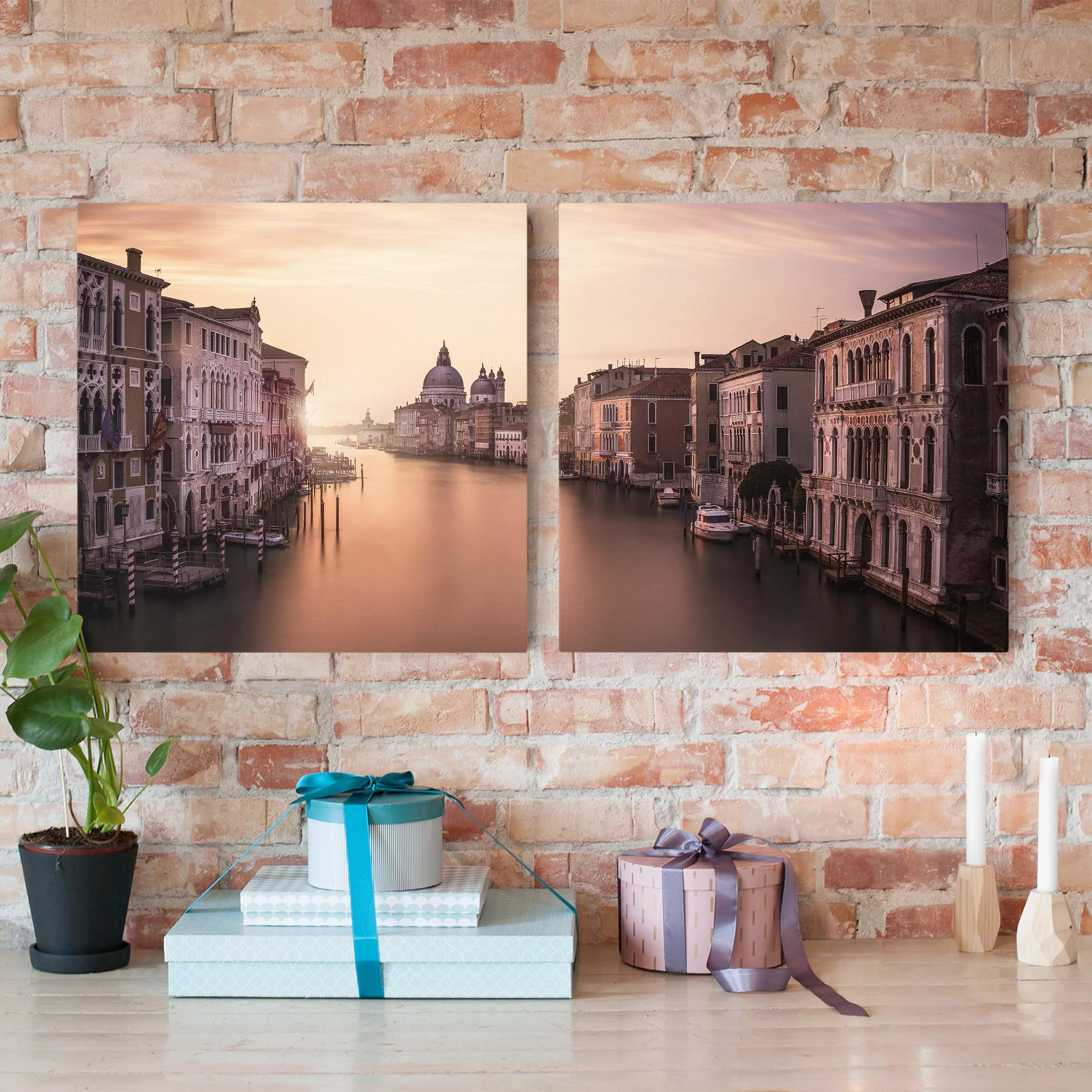 2-teiliges Leinwandbild Architektur & Skyline Abendstimmung in Venedig günstig online kaufen